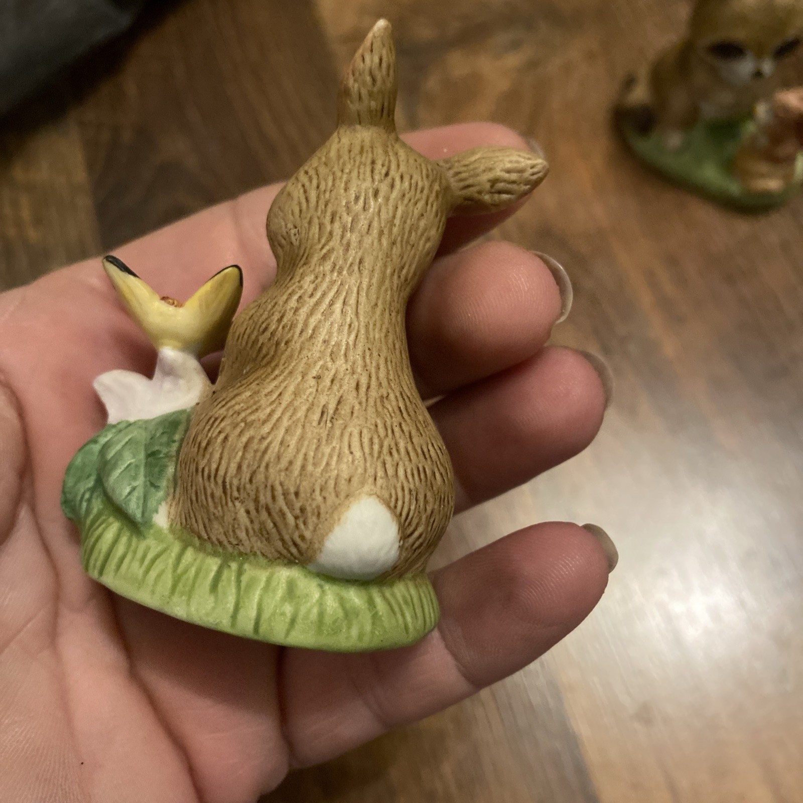 Set of 2 Homco Animal Figurines Coll #1418 Raccoon Squirrel, Rabbit Butterfly