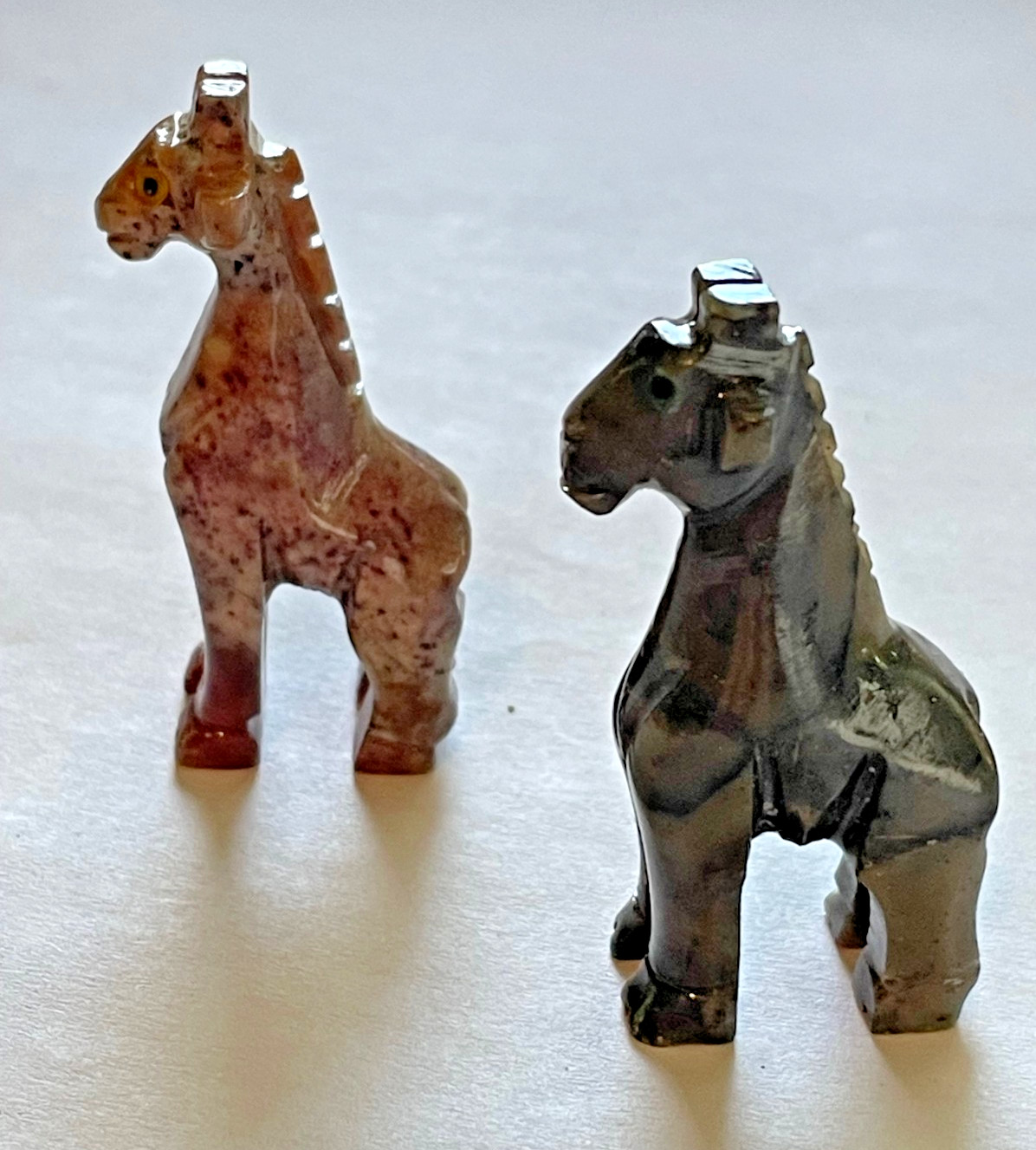 Hand Carved Peru Stone Giraffe Figurines Set of 2 Mini Animal Statues 1.75″