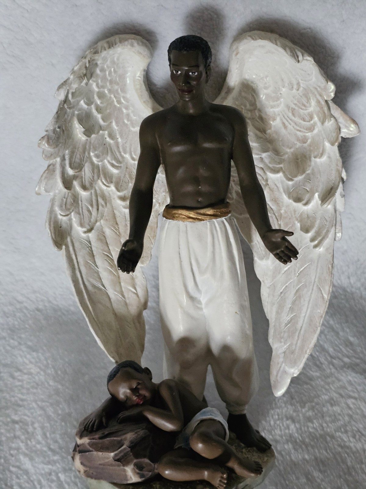Vintage African American “Guardian Angel” Standing Guard Over Child
