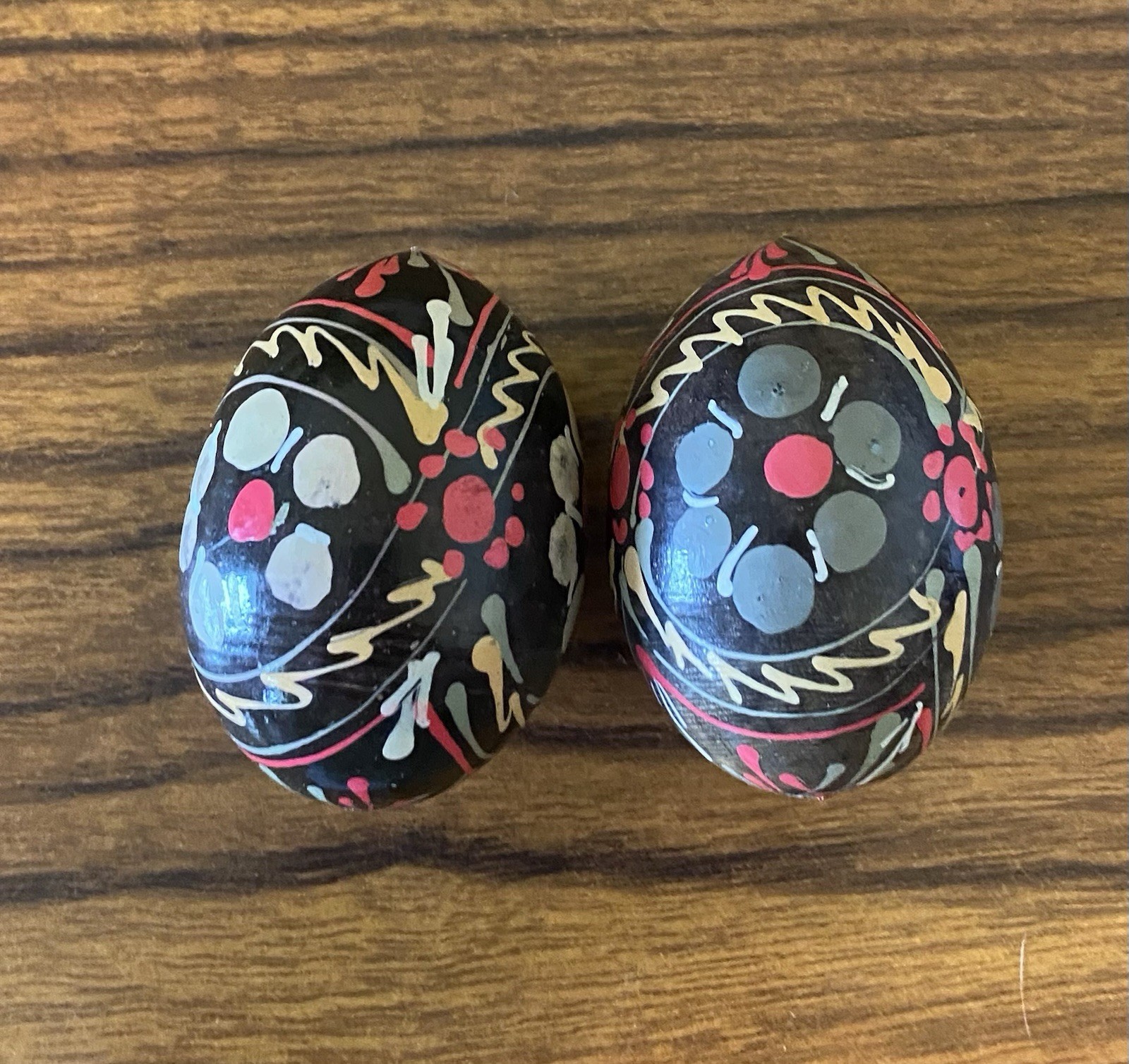 Vintage Pysanky Eggs Polish Ukrainian Painted Easter Eggs 2” x 1 1/4” Set Of 2