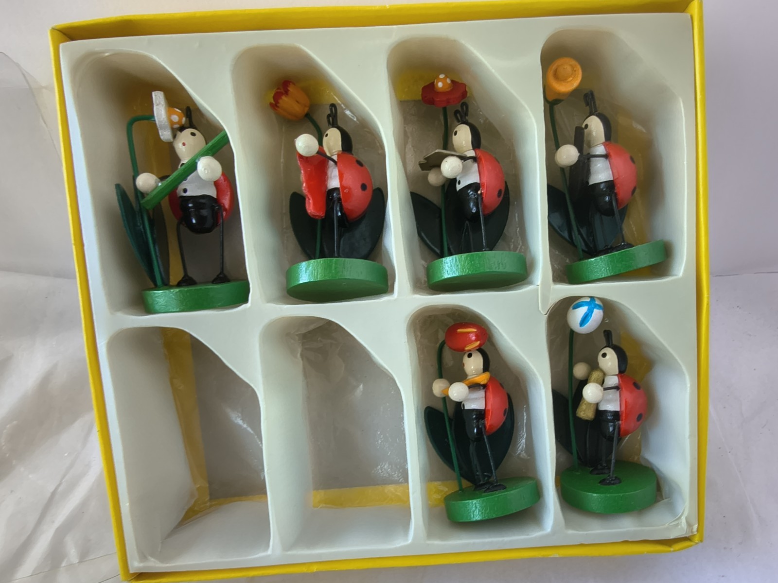 Lot of 8 Ladybug Flower Figurines New Collectible Shelf Decor