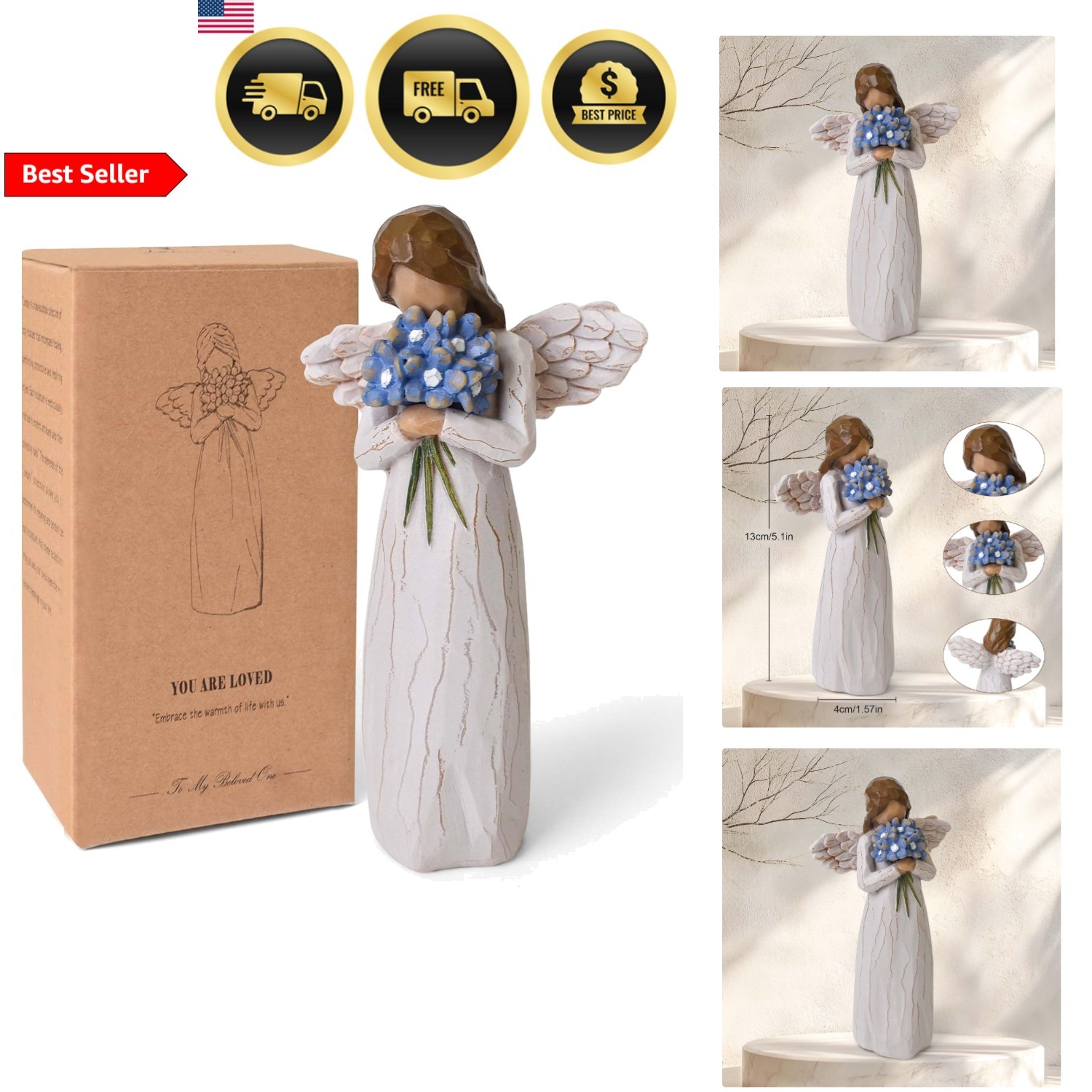 Forget Me Not Angel Figurine Sympathy Gift for Loss of Loved One Home Decor