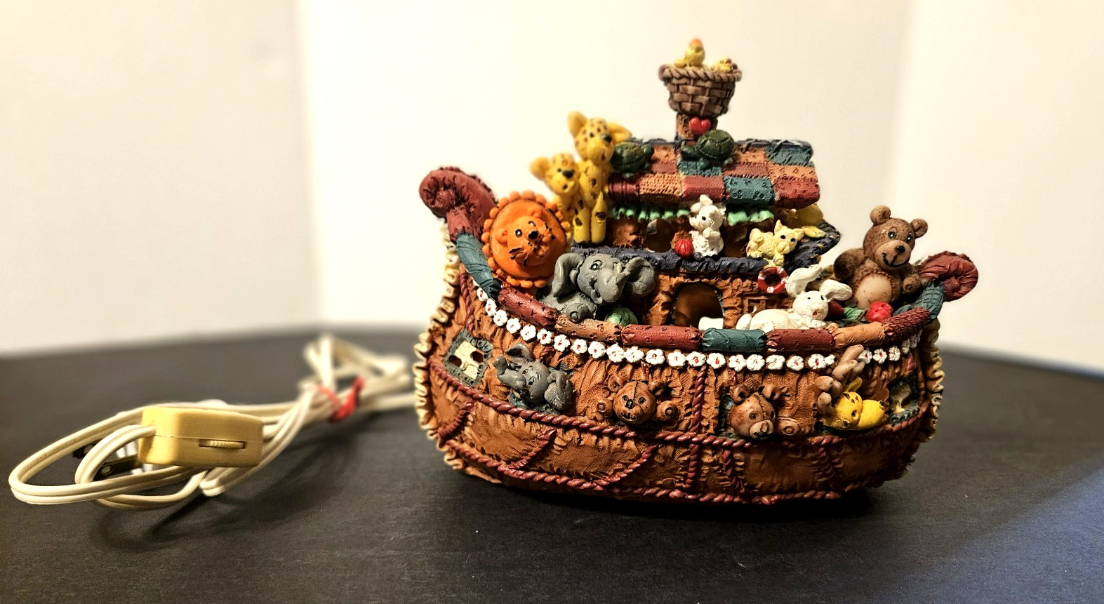 Noah’s Ark & Animals Resin Figurine Light With A Removable Lighted Switch Cord