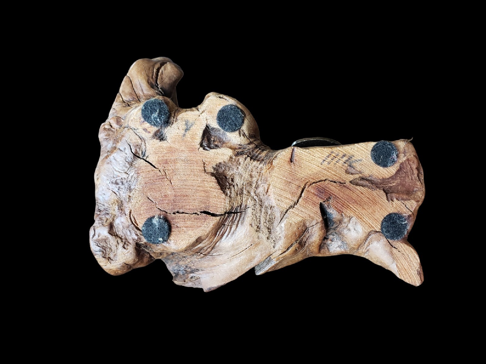 John Perry Figurine Gray Dolphin on Burl Wood Base Art Piece Sculpture