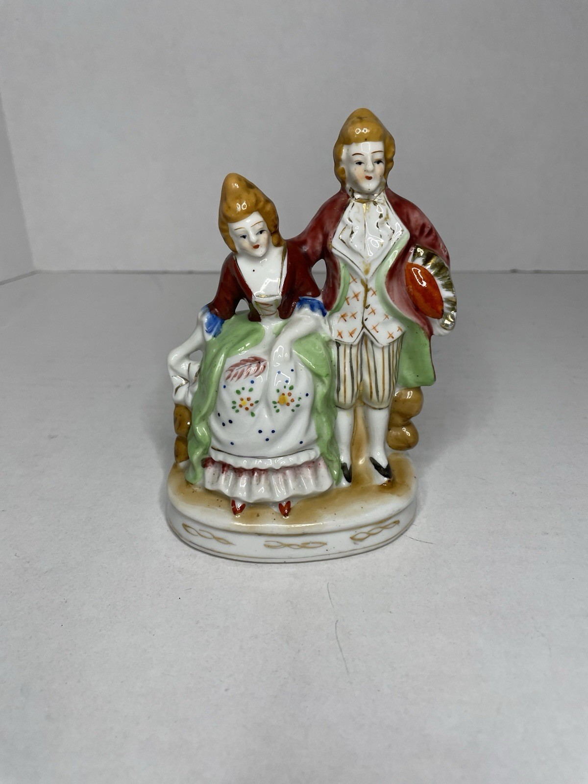 VTG Porcelain Figurine Colonial Couple Boudoir Made In Occupied Japan – Red Hair