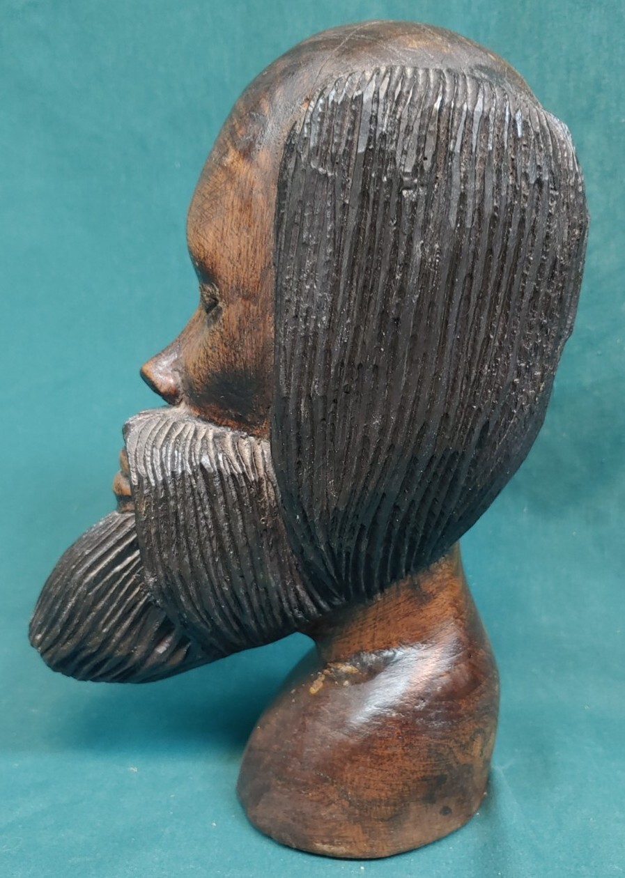 Old Vintage Hand Carved Bearded Man Figure Wood Carving Ethnic Statue Sculpture