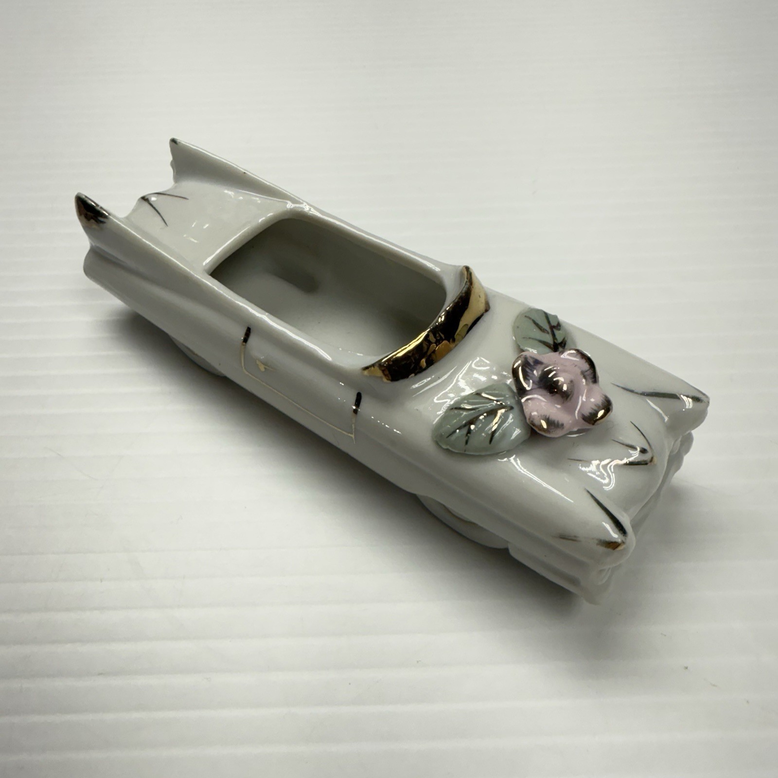 Vtg 50s Cadillac Porcelain Wedding Decoration Car Figurine White 5.5in Japan