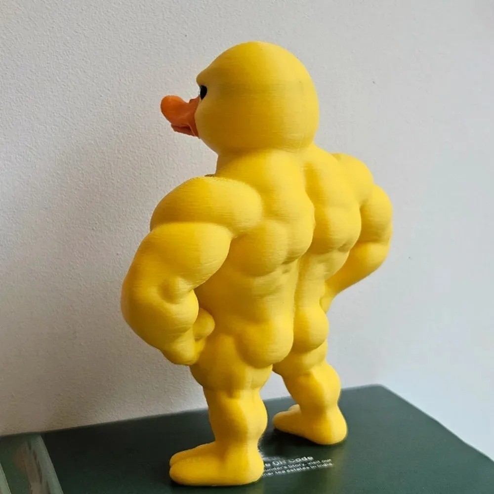 Muscle Duck Statue 3D Desktop Decor Cute Bookshelf Figurine Indoor Outdoor