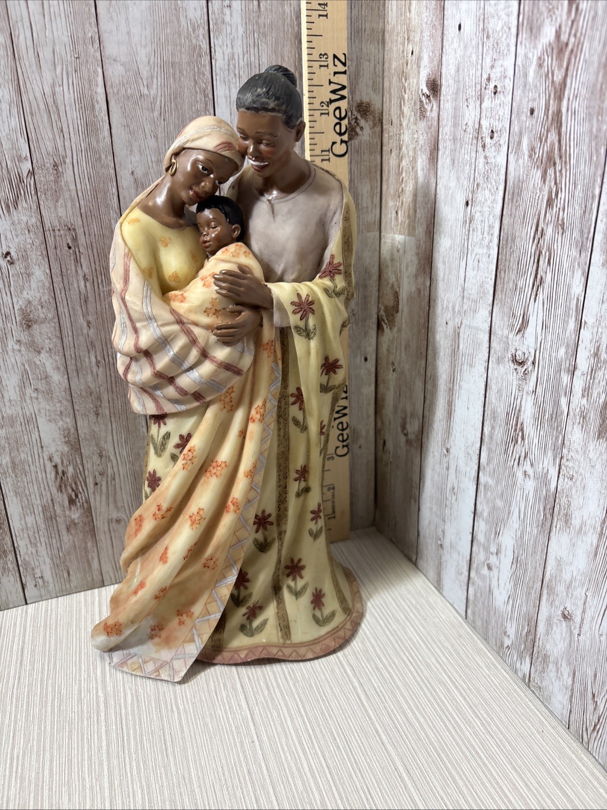 African American Family 13” Figure Mother Father Baby HandPaint FREE SHIP *Read
