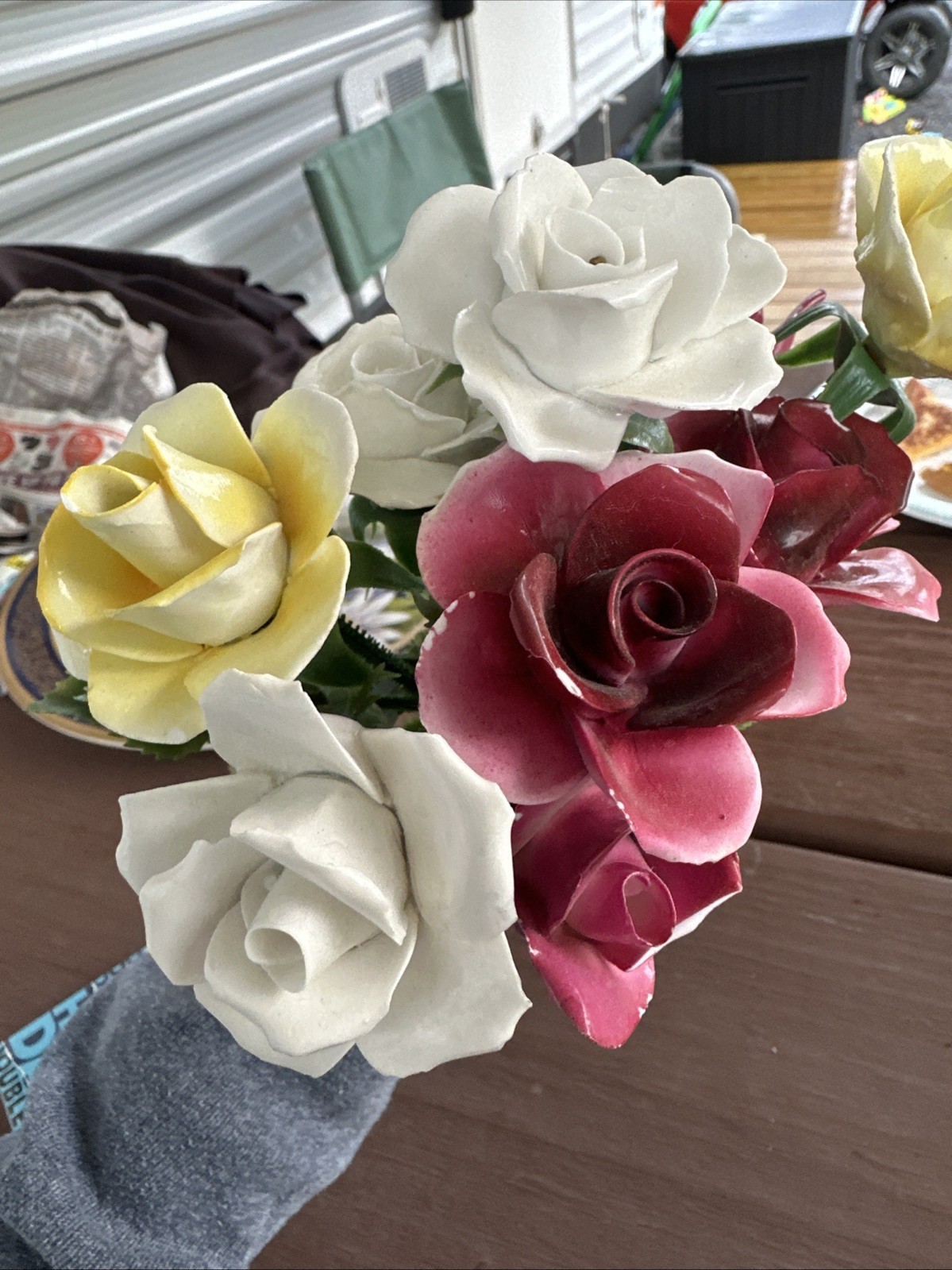 9- Bone China Made In England Flowers with Green Plastic Stems