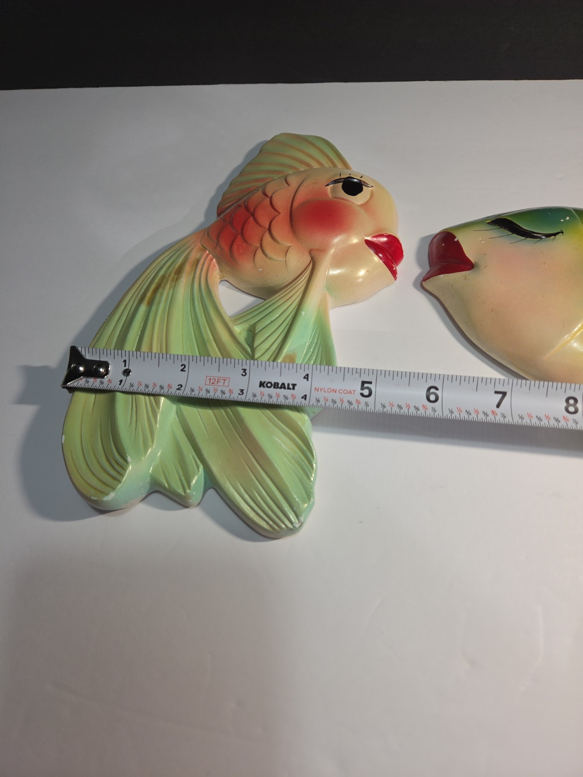 Vintage Anthropomorphic Fish Wall Plaques Pair Mid Century Retro Bathroom Decor