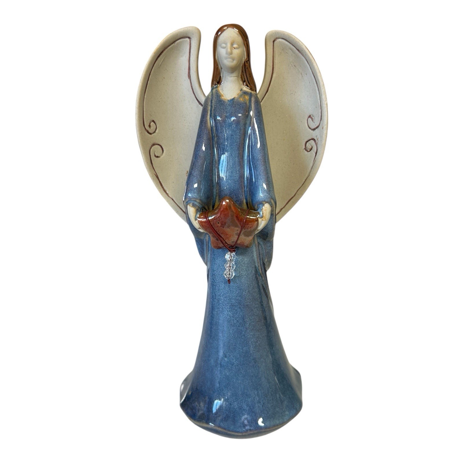 Vintage Heavenly Angel Holding A Star, Blue, 8.5 Inches Tall