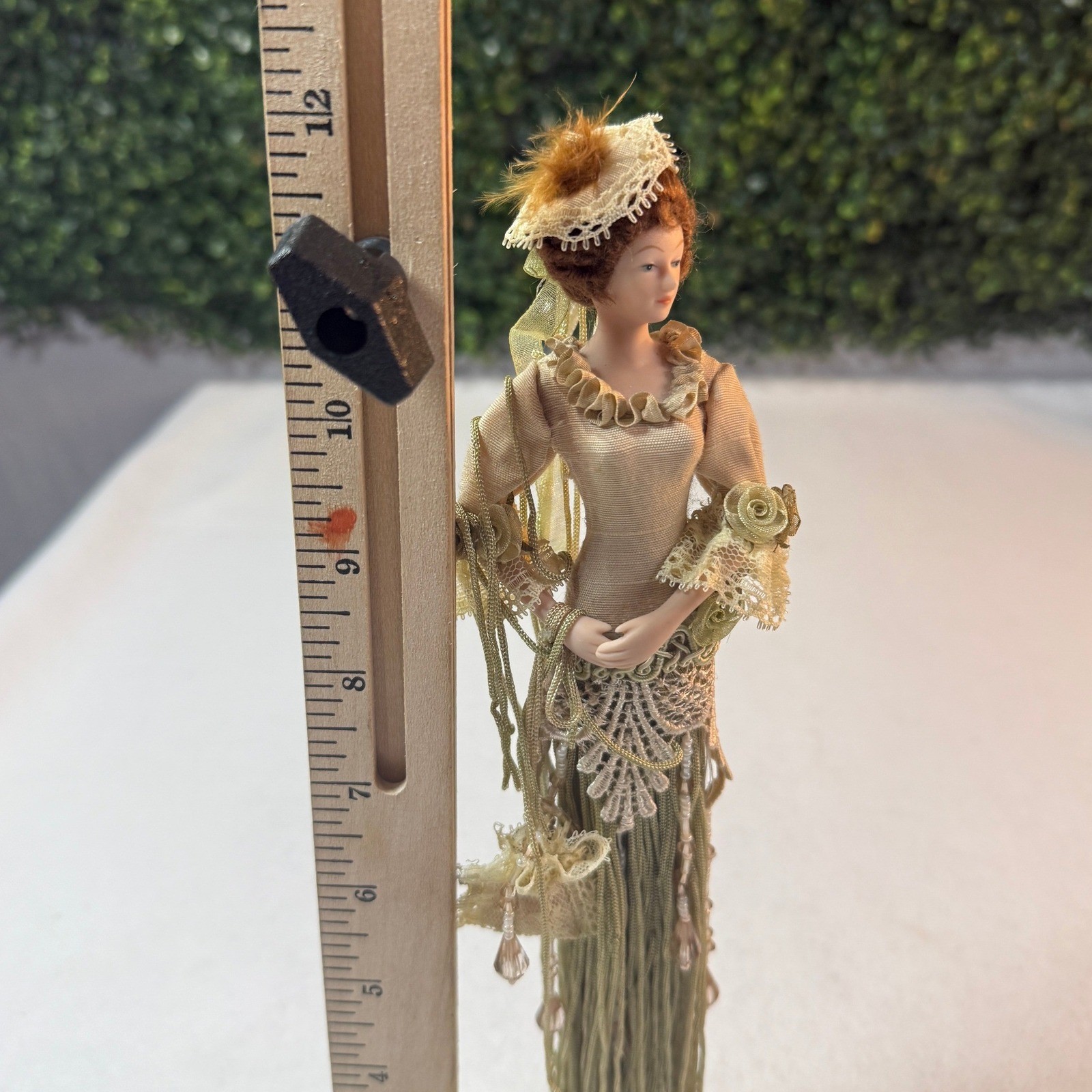 Vintage Victorian Lady Porcelain Figurine Doll Tassel Dress Edwardian Decor