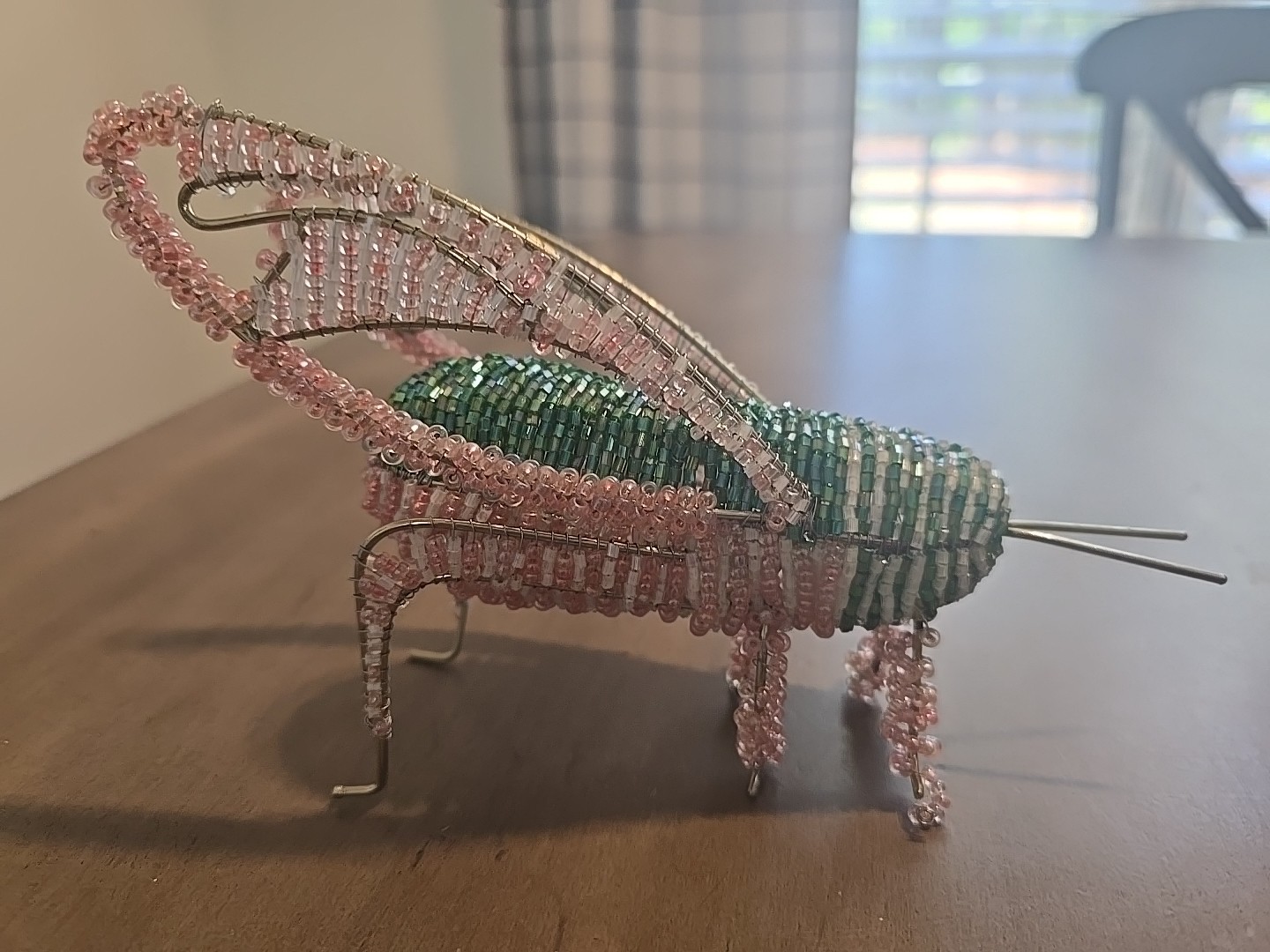 Handmade Wire Wrapped Beaded Insect Cricket Sculpture Figurine
