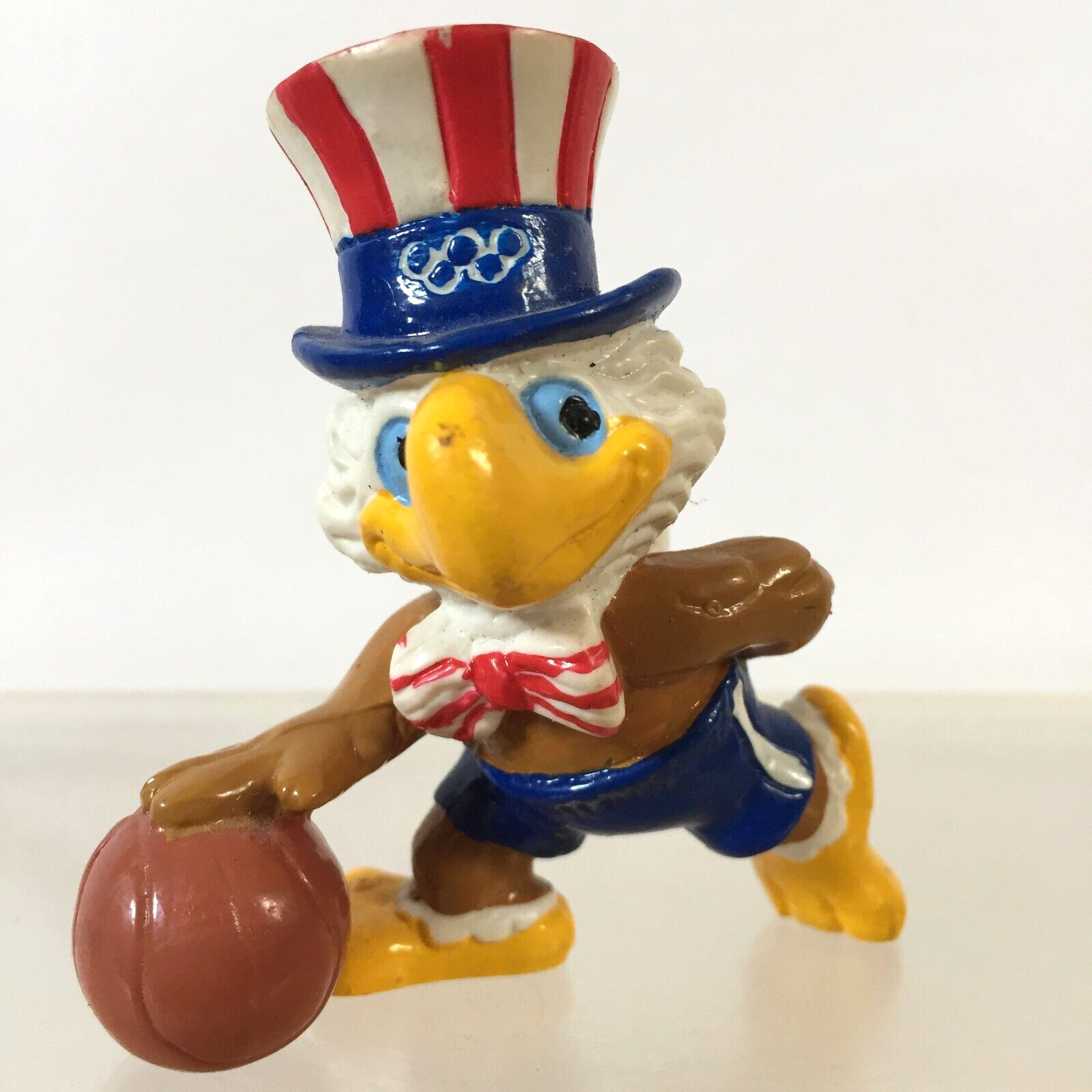 Vintage 1984 LA Olympic Com Sam Eagle Mascot PVC Figure Toy Basketball Bernie Co