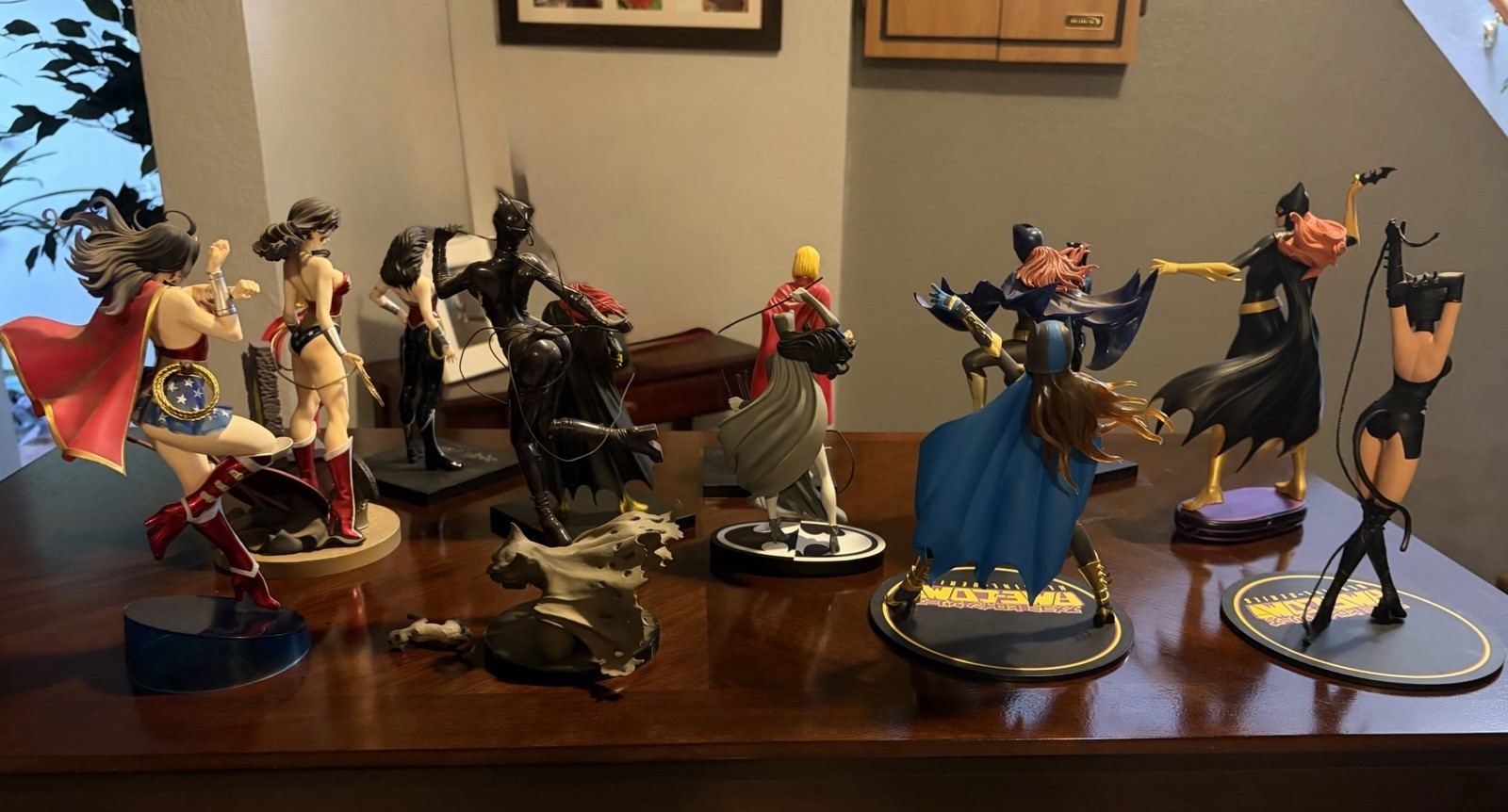 Wonder Women, Bat Girl, Cat Women, Supergirl Statues