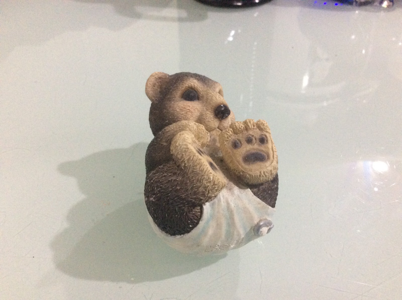 1980’s Baby Bear Teddy Figurine 3 1/2″ Vintage Carved Stone Critter Figure CUTE