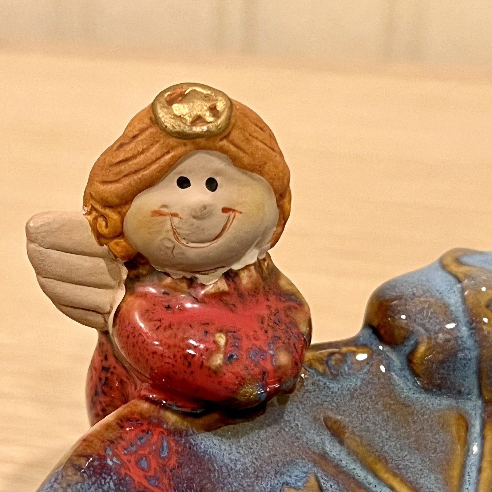 Heaven Sent Angel Dish Blue Trinket Candy Holder Ceramic New
