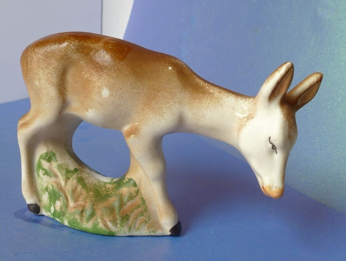 Antique Latvia Porcelain Bisque Figurine Animal Roe Deer Donkey Collectibles