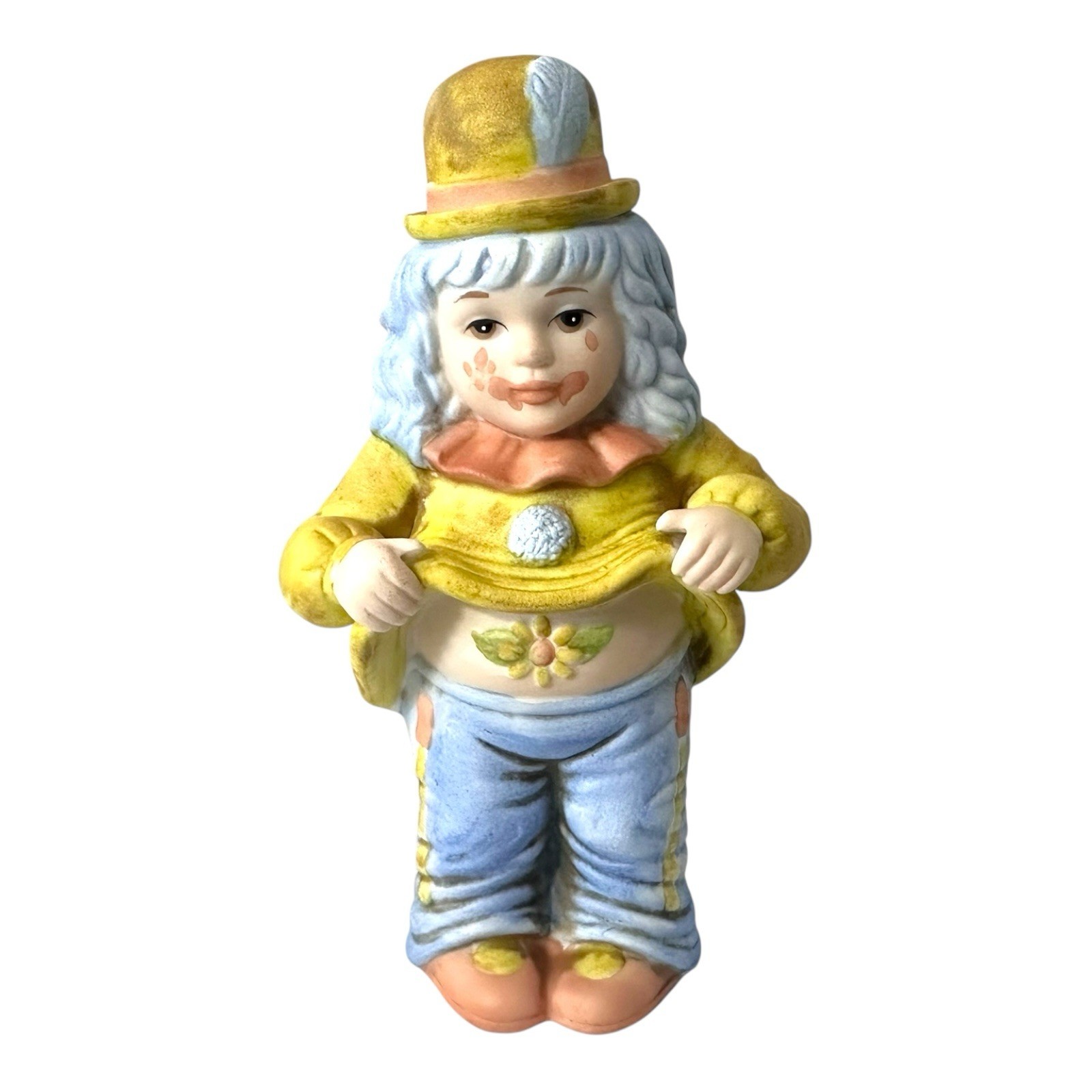 VTG Enesco Imports Ceramic Flower Belle Belly Button Flower Clown Figurine 1986