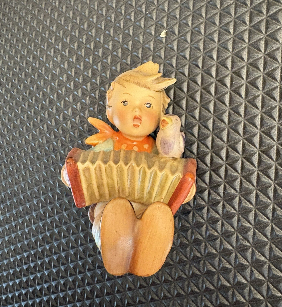Goebel Hummel Hand Painted Porcelain Boy Holding Accordion Figurine Signed 1955