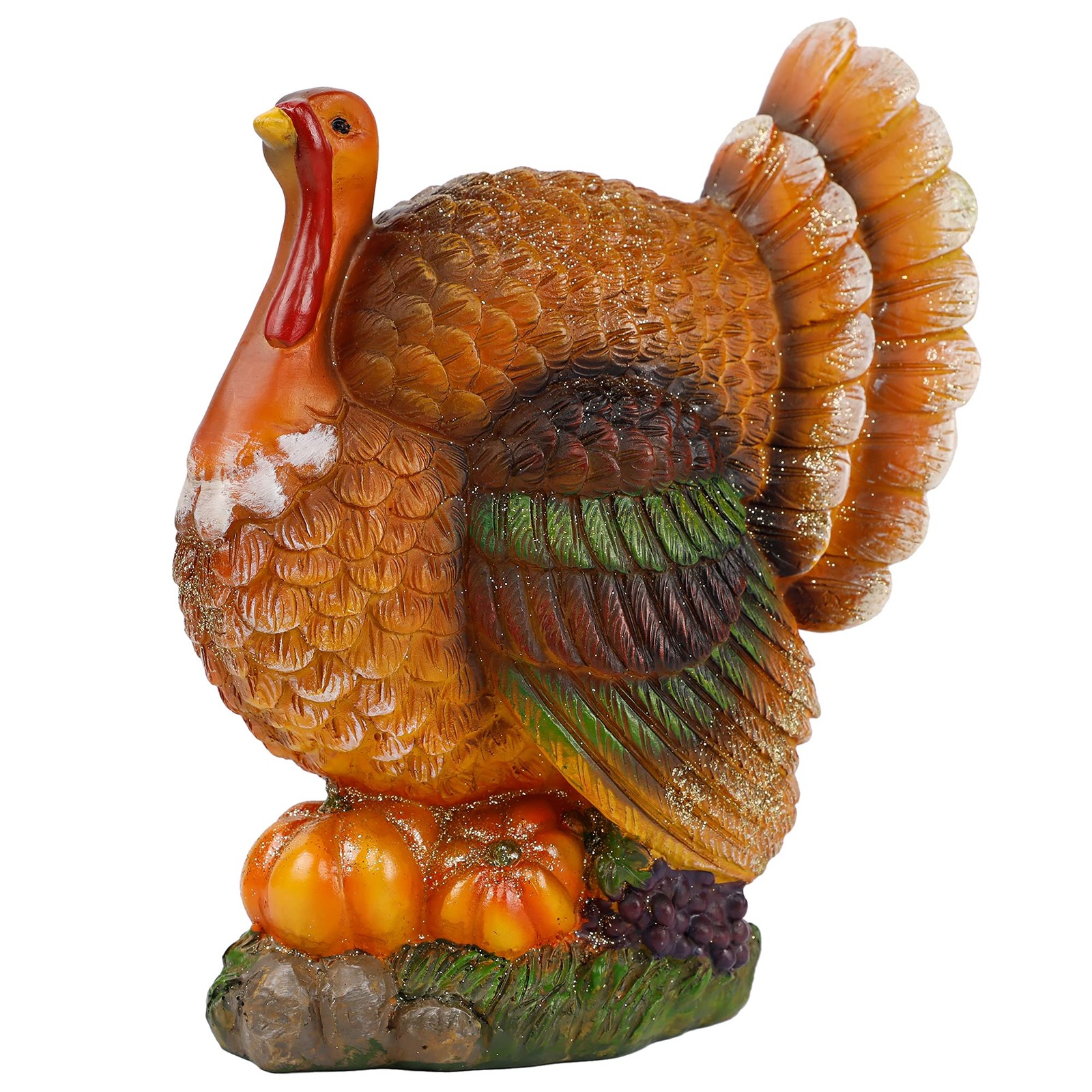 Thanksgiving Turkey Centerpiece 9.5″ Resin With Pumpkin Fall Table Decorations