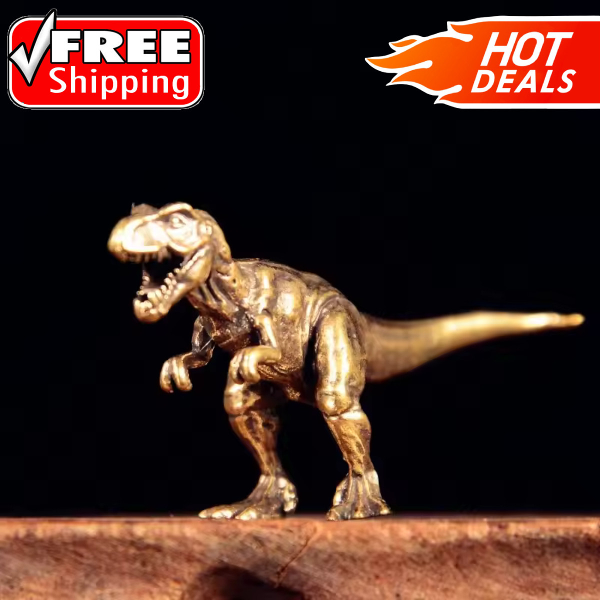 Brass Tyrannosaurus Dinosaur Rex Small Retro Animal Figurine Statue Ornament Toy