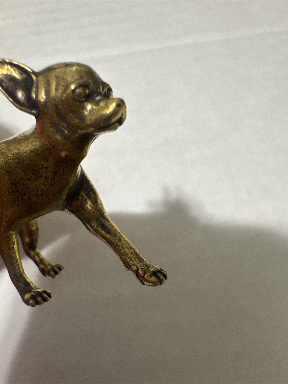 Solid Brass 2 Pcs Chihuahuas Dogs Desktop Decor Ornament Paper Weight