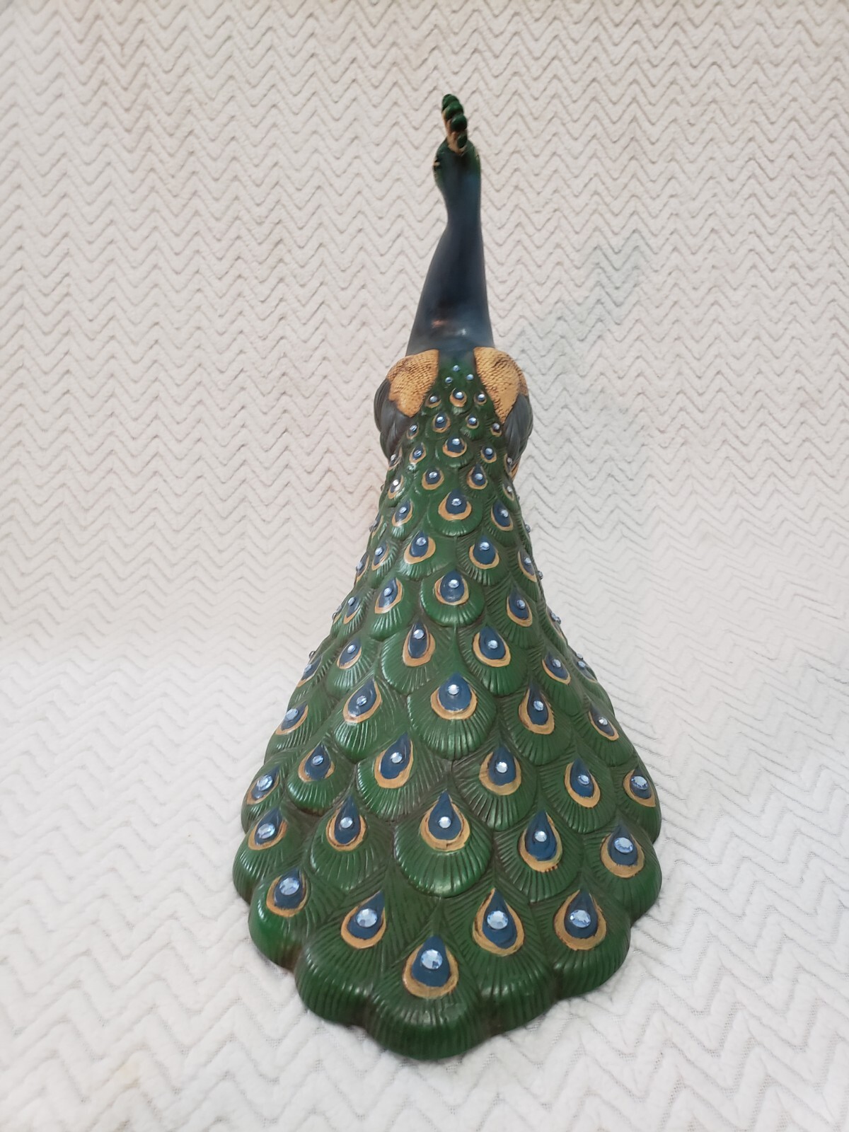 Lot Of 2 Holland Mold Peacock Hand Painted Ceramic Standing Non Lighted Decor