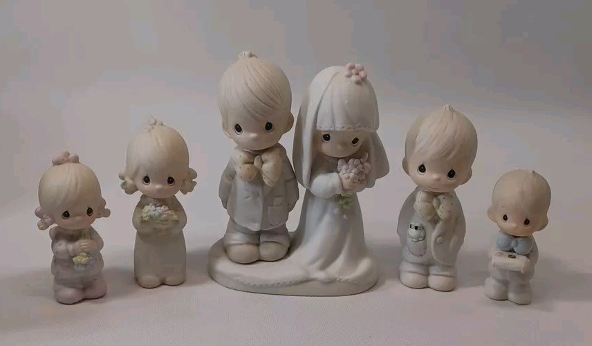 Precious Moments Bridal Wedding Party 6 Pieces Bride Groom + More