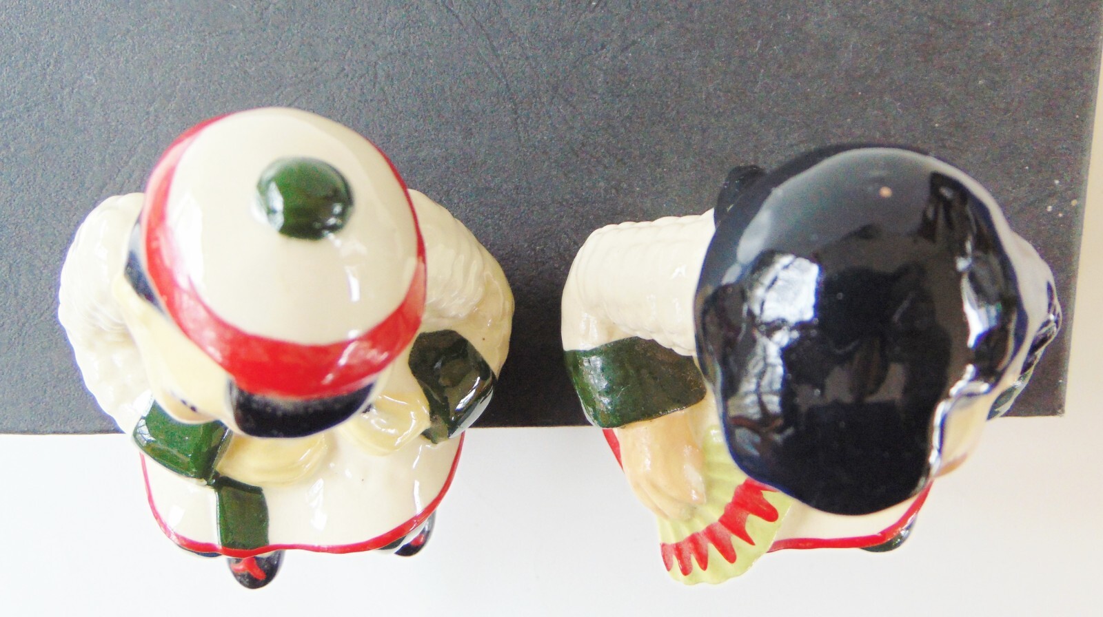 Pair of Vintage Ceramic Art Studio Shelf Sitter Figurines, Chinese Girls