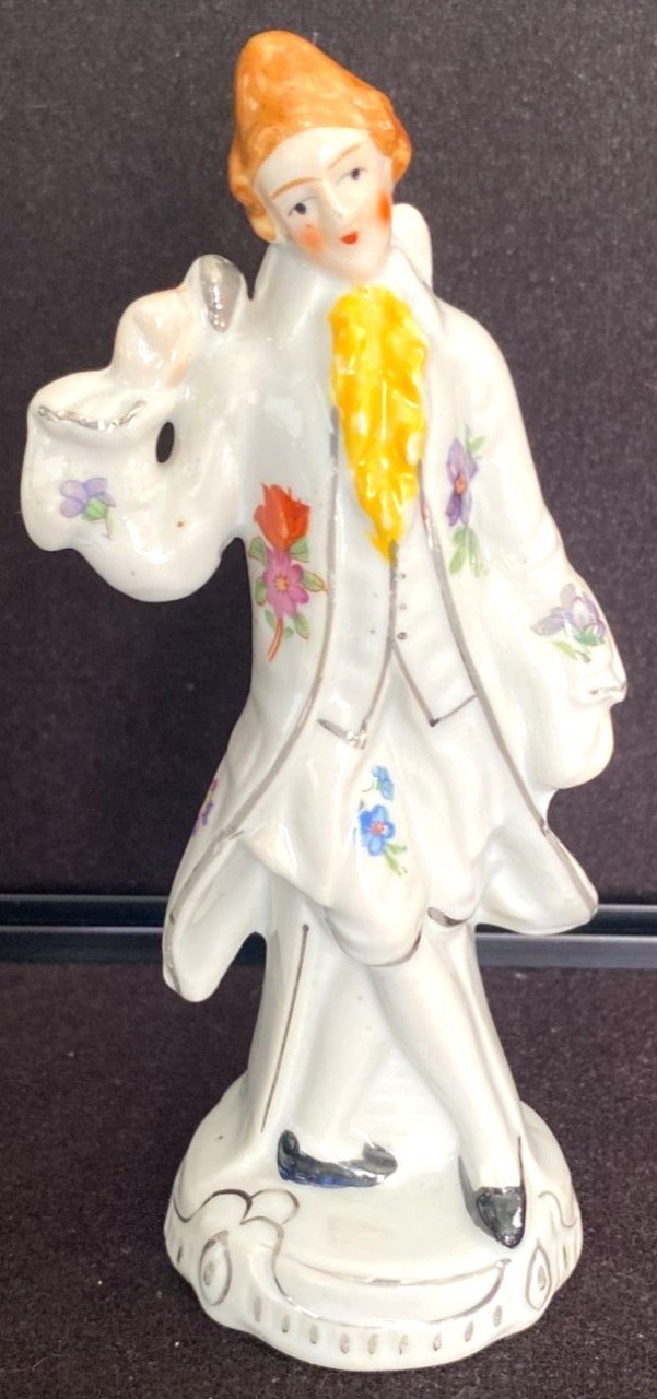Colonial Victorian Figurine Porcelain W/ Floral Accents Made In Japan 6.25″H