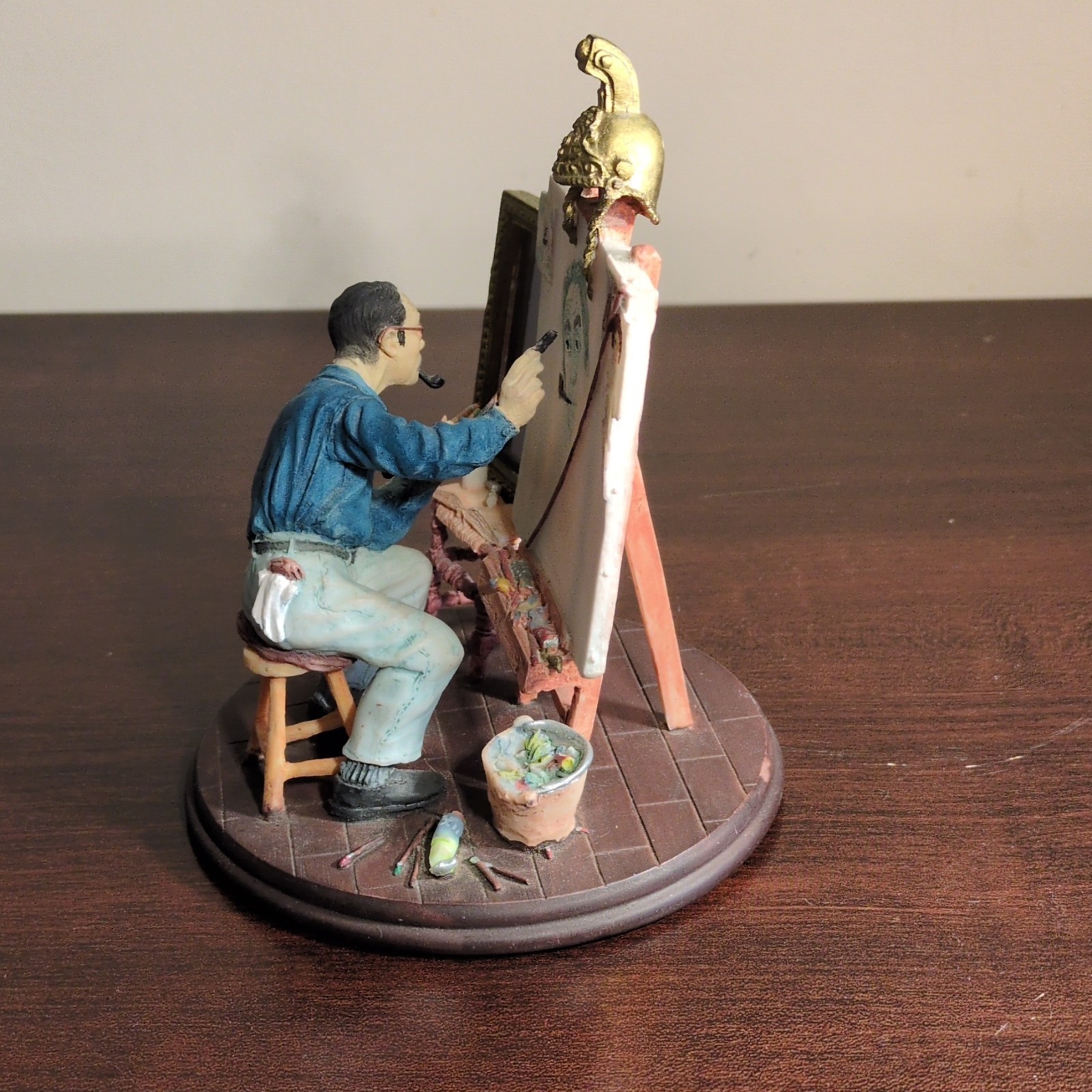 Dave Grossman Norman Rockwell Triple Self-Portrait Resin Figurine 1999
