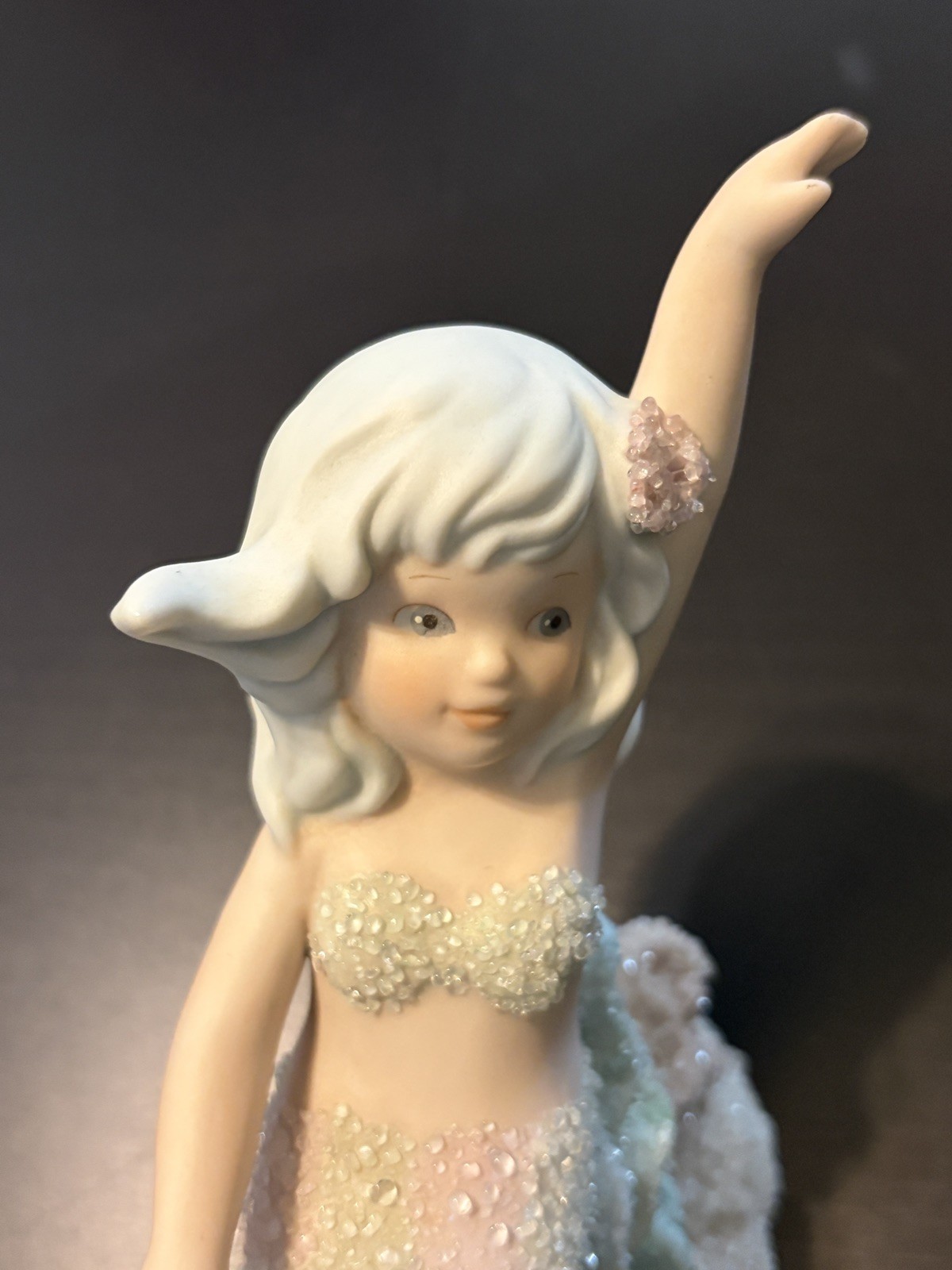 “Crystal” Coral Kingdom Mermaid Figurine By Enesco 1993 #533076 Shimmering Stone