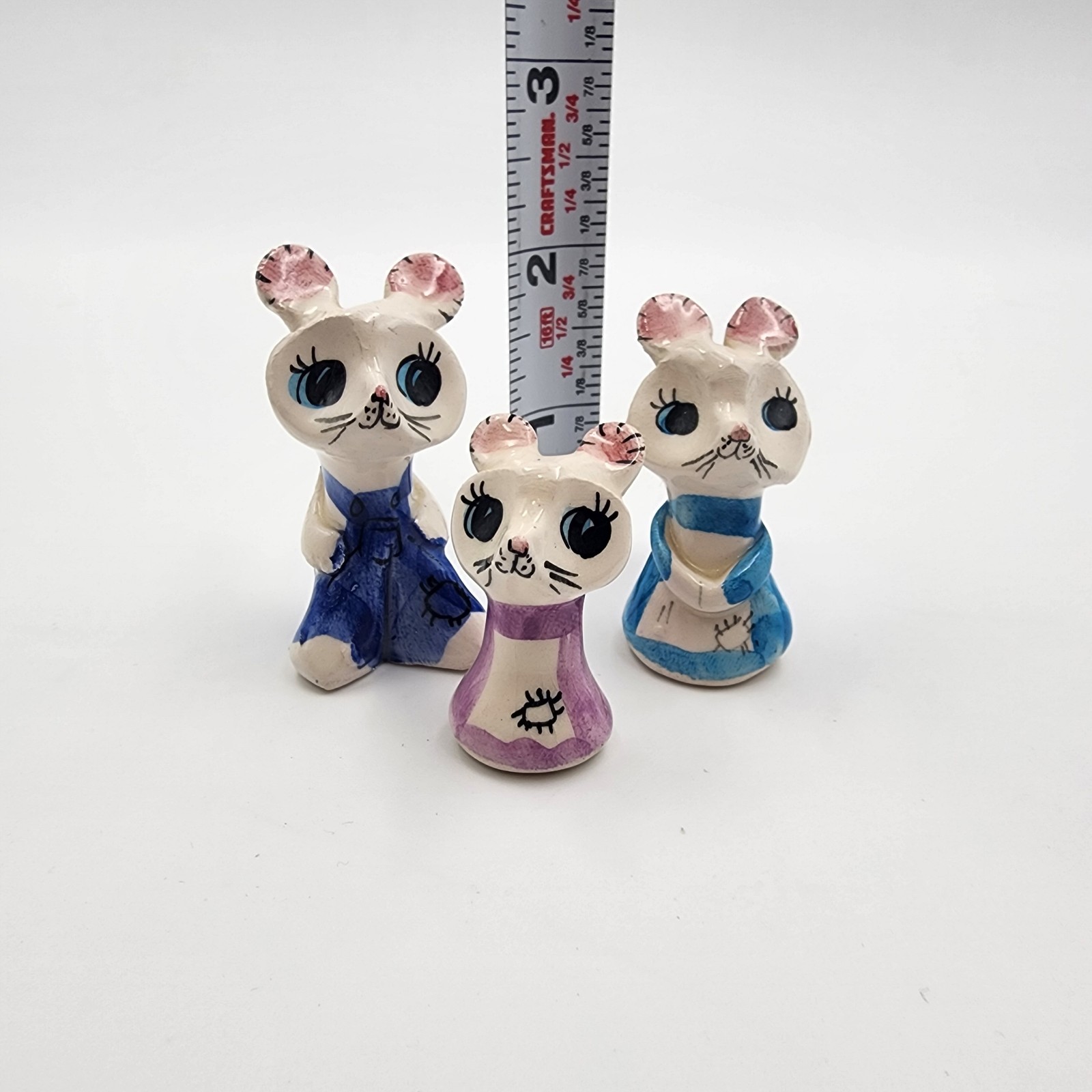 Vintage Philip Laureston Ceramic Three Mouse Family Figurines Made in England