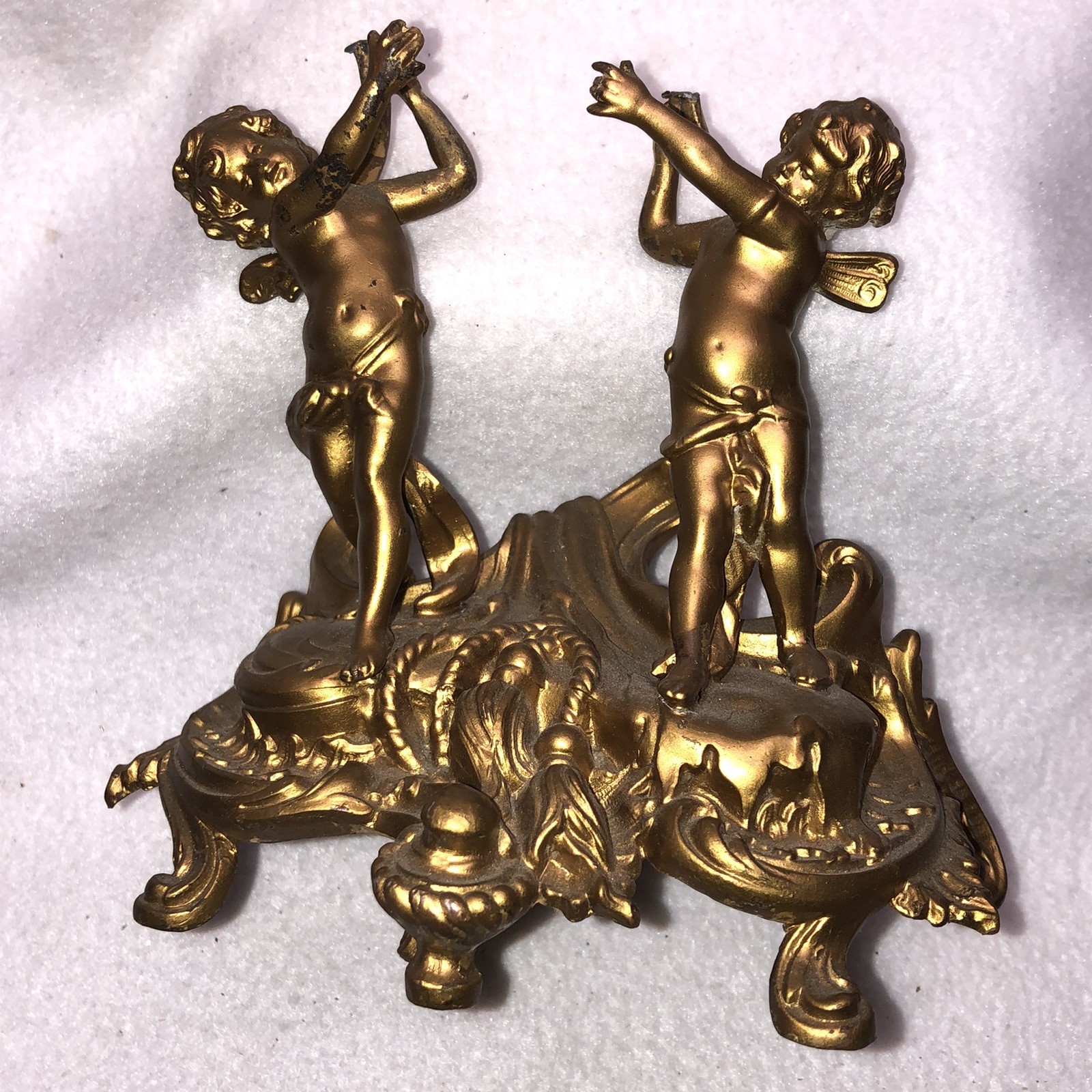 Vtg Metal Cherub Figurine Baroque Rococo Style Unsigned AS IS READ DESC DIY PC