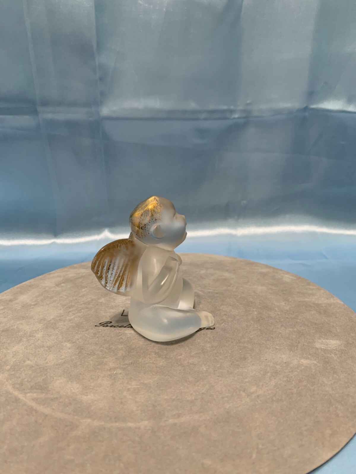 Rare Pair of Lalique Crystal Baby Angels Cherub Figurines Signed Glass France