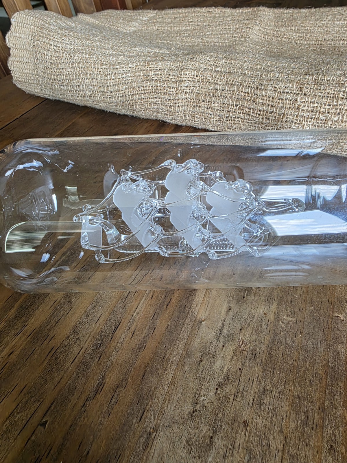 Glass Ship Figurine 3D Effect Nautical Decor Clear White for Any Room