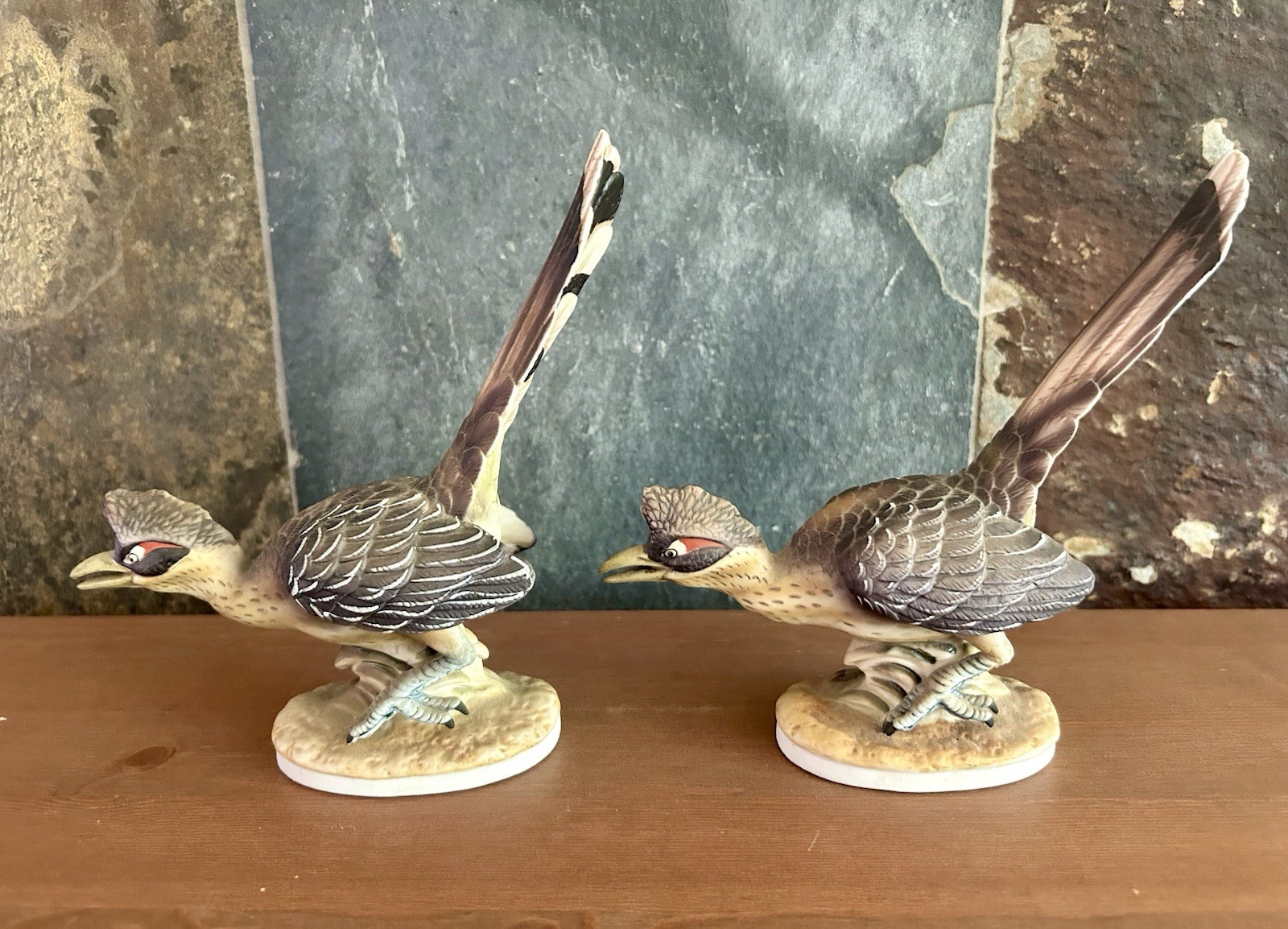 Lefton Roadrunner Porcelain Figurines KW 3209 Hand-Painted Vintage 1950s Pair 2
