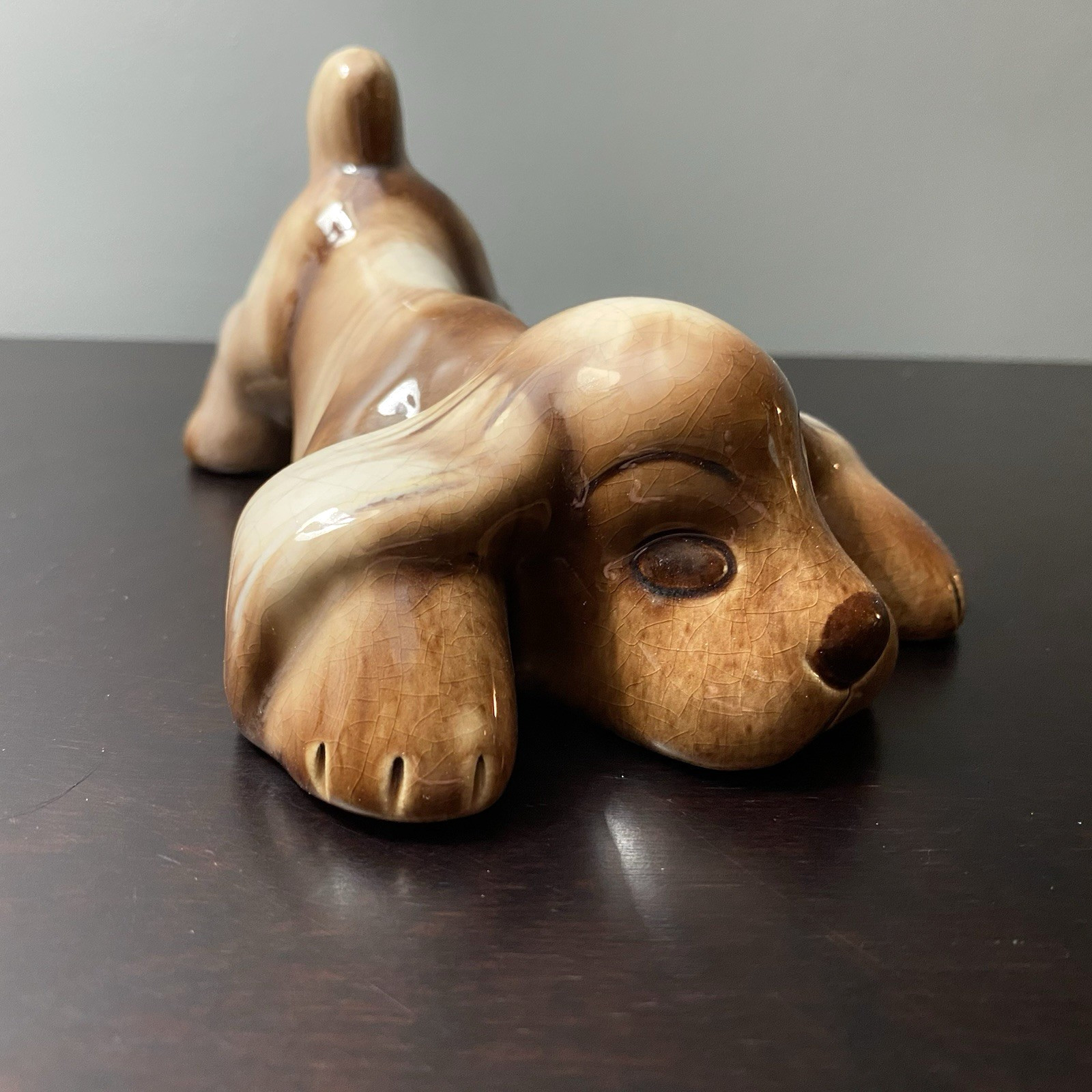 Vintage Lichten Ware Cocker Spaniel Puppy Dog Ceramic Figurine IMPY 1950s