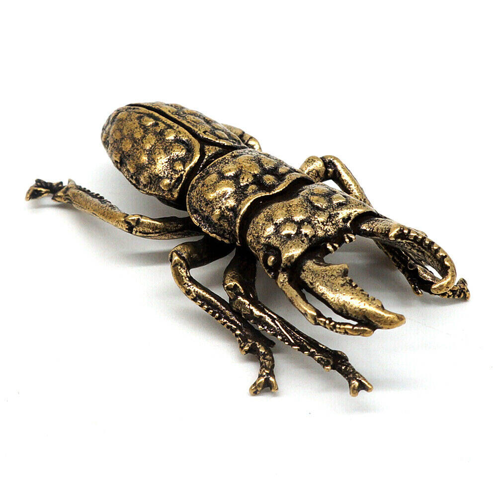 3PCS Solid Brass Insect Figurine Beetle Statue Home Animal Decor Ornament Gifts