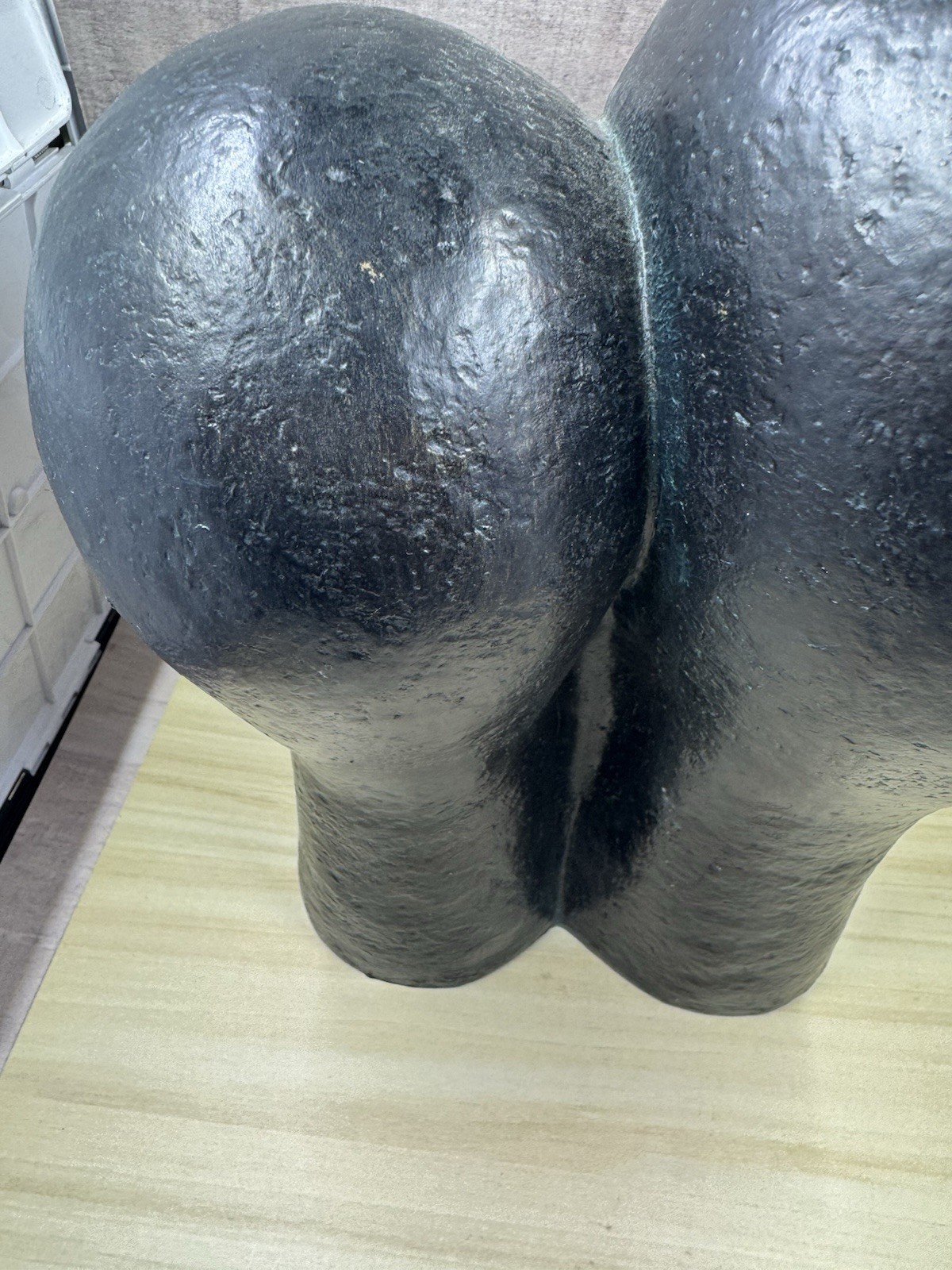 Contemporary Two Heads Resin 11” Sculpture Black Blue Patina