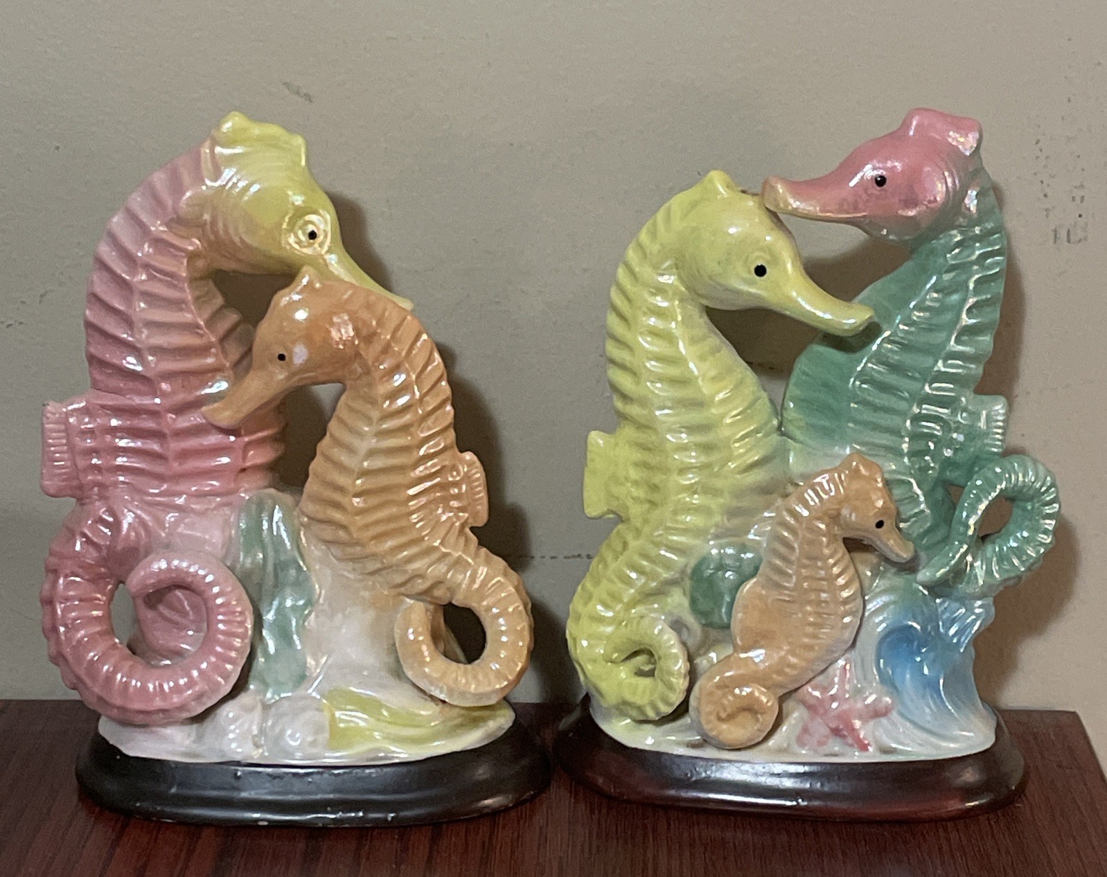 2 K’s Collection Iridescent Multi-Colored Seahorse Figurines