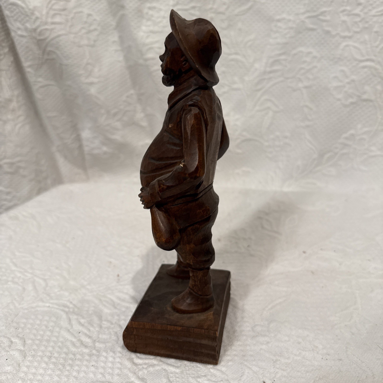 Vintage Hand Carved Wooden Man Figure 8.5 Inches Tall By Bill , Made In Spain￼