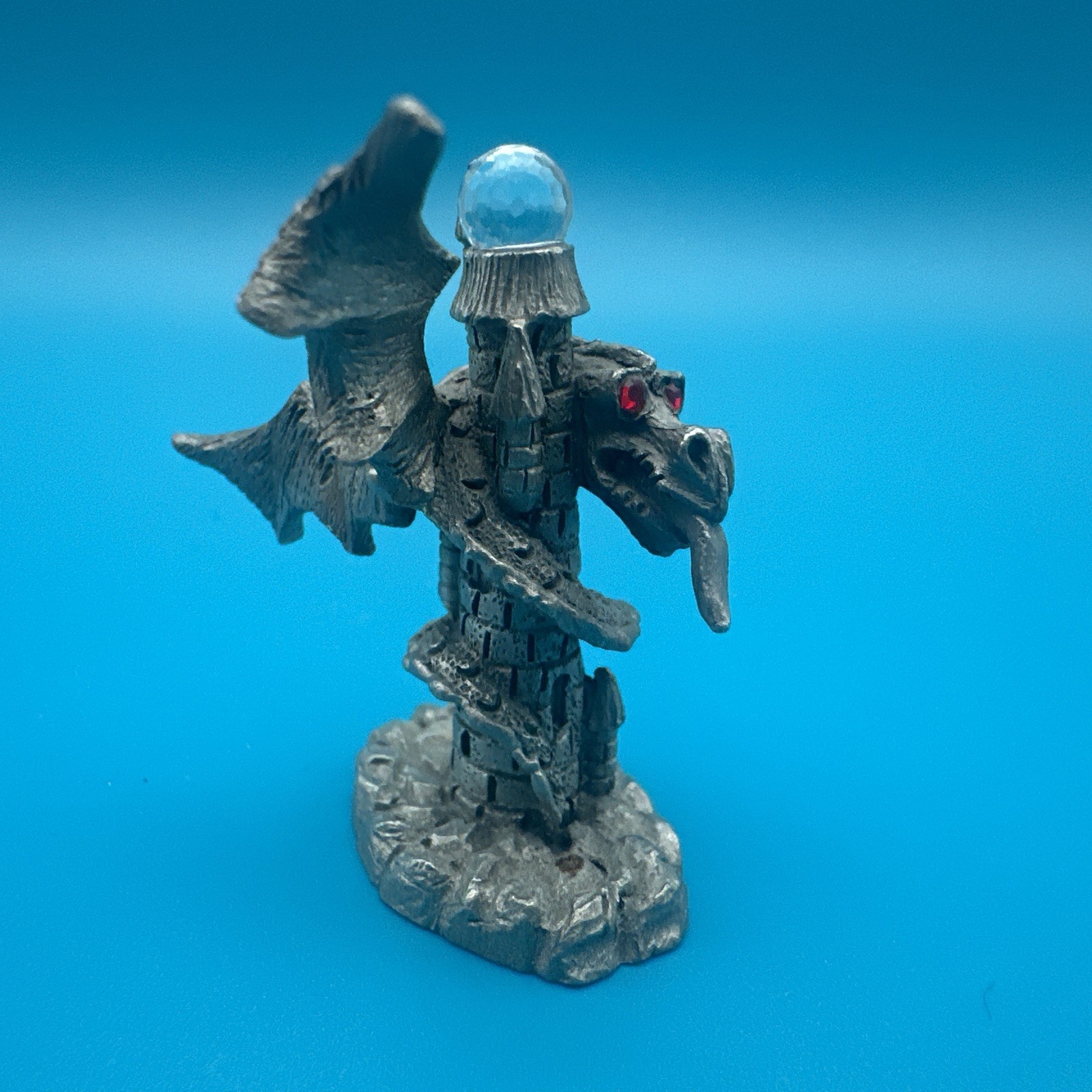 Spoontiques Pewter Red Eye Winged Dragon Castle Figurine D&D game piece # CM884￼
