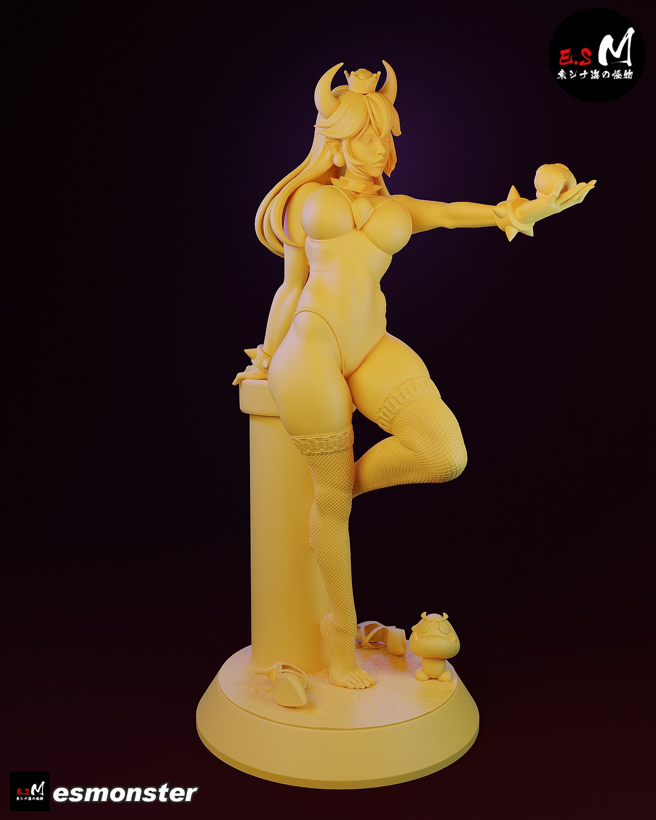 ES Monster Unpainted Unassembled Bowsette Figure Model Kit 1:24-1:4 scale Mario