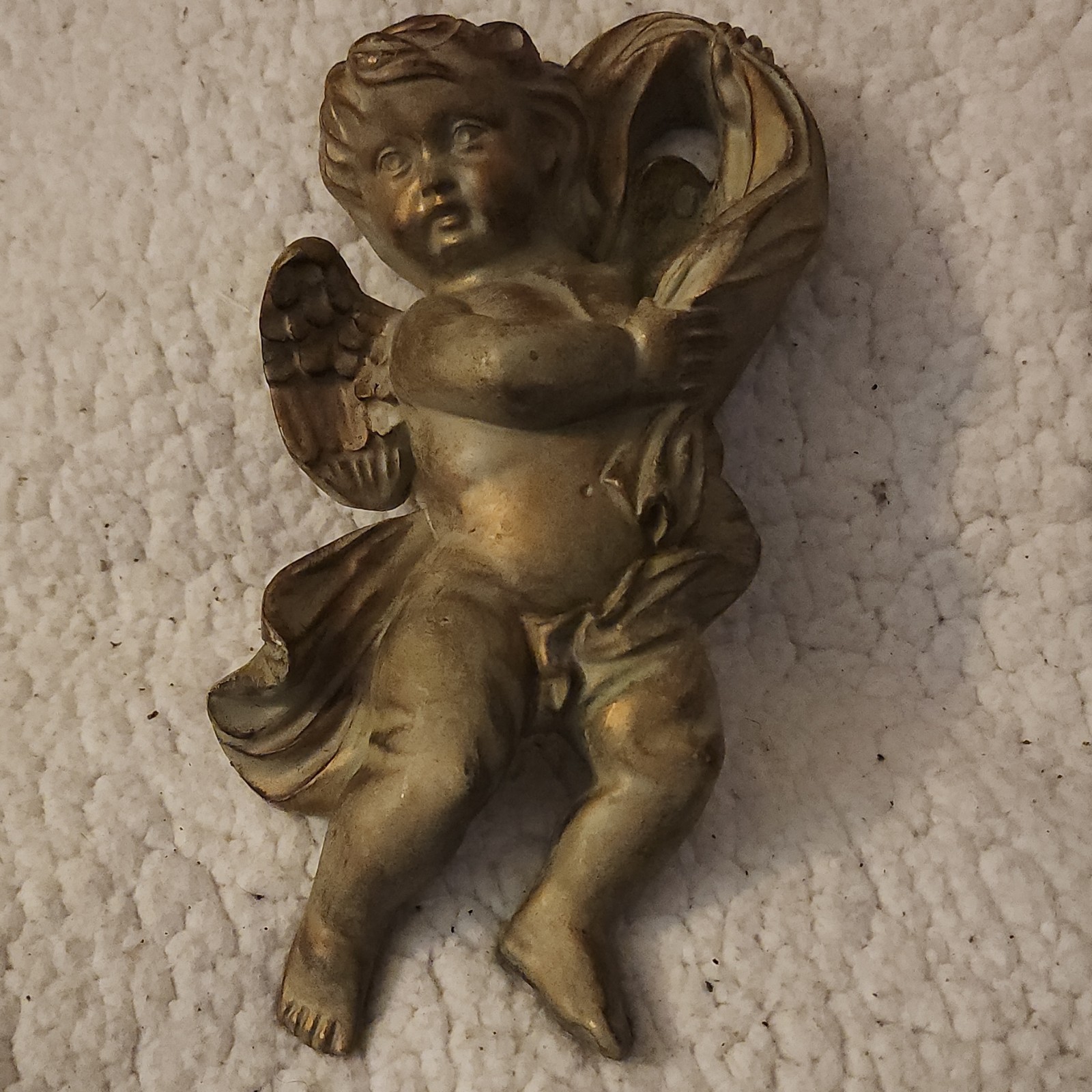 Gold Antique Cherub Angel Resin Wall Mountable Figurine Baroque Rococo Decor