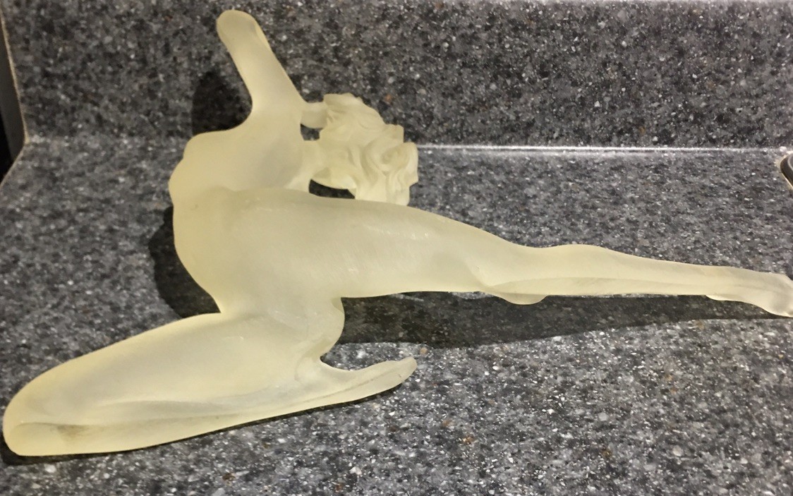 Vintage MCM Frosted Lucite Nude Female Figure Sculpture Mirage Bohemia 13 Inches