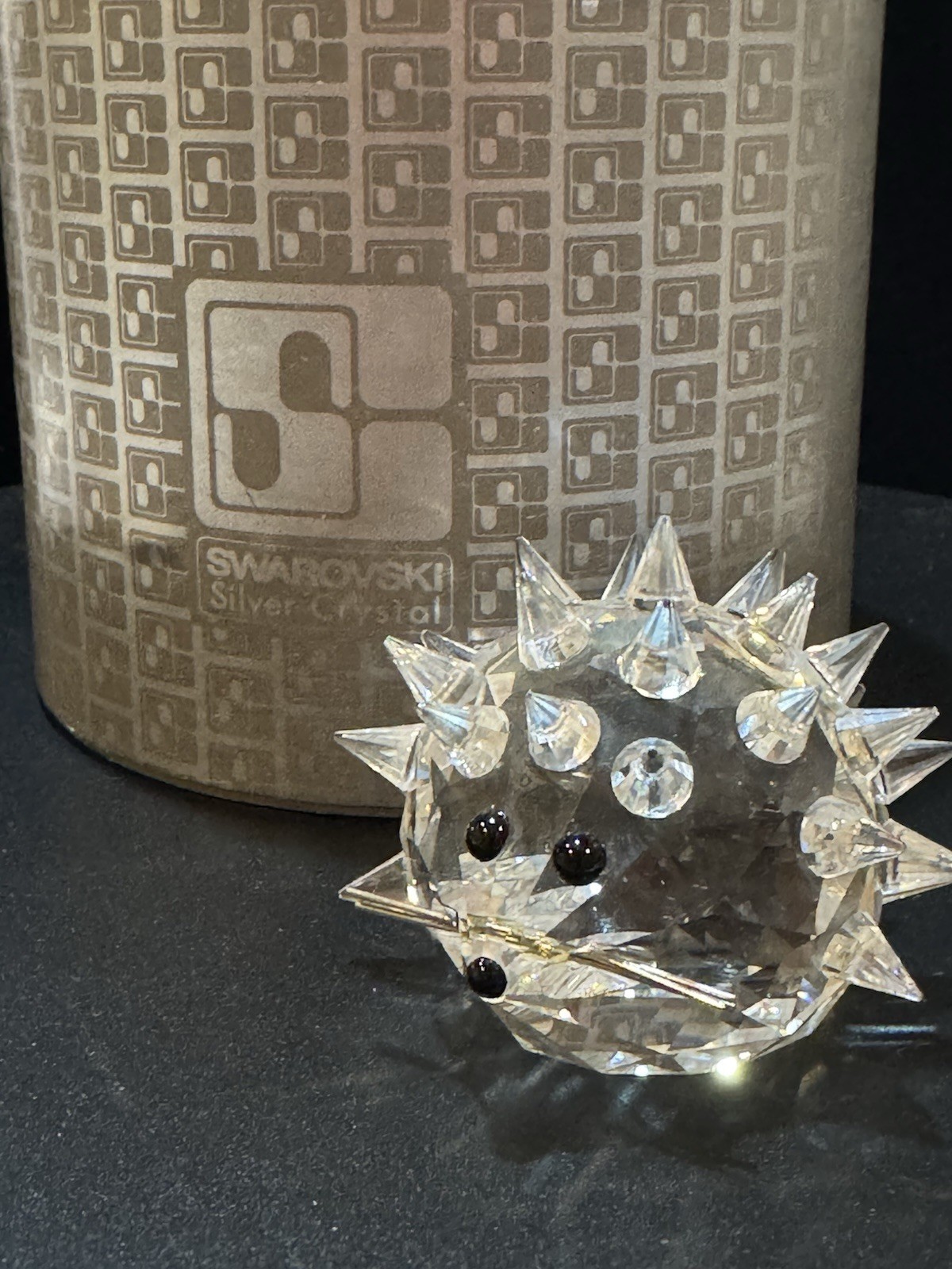 SWAROVSKI Hedgehog Silver Crystal Collection with Whiskers and Original Box
