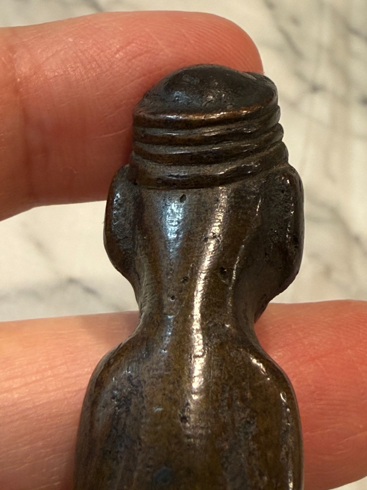 Antique Small Bronze Copper Inca Figurine of Standing Nude Male